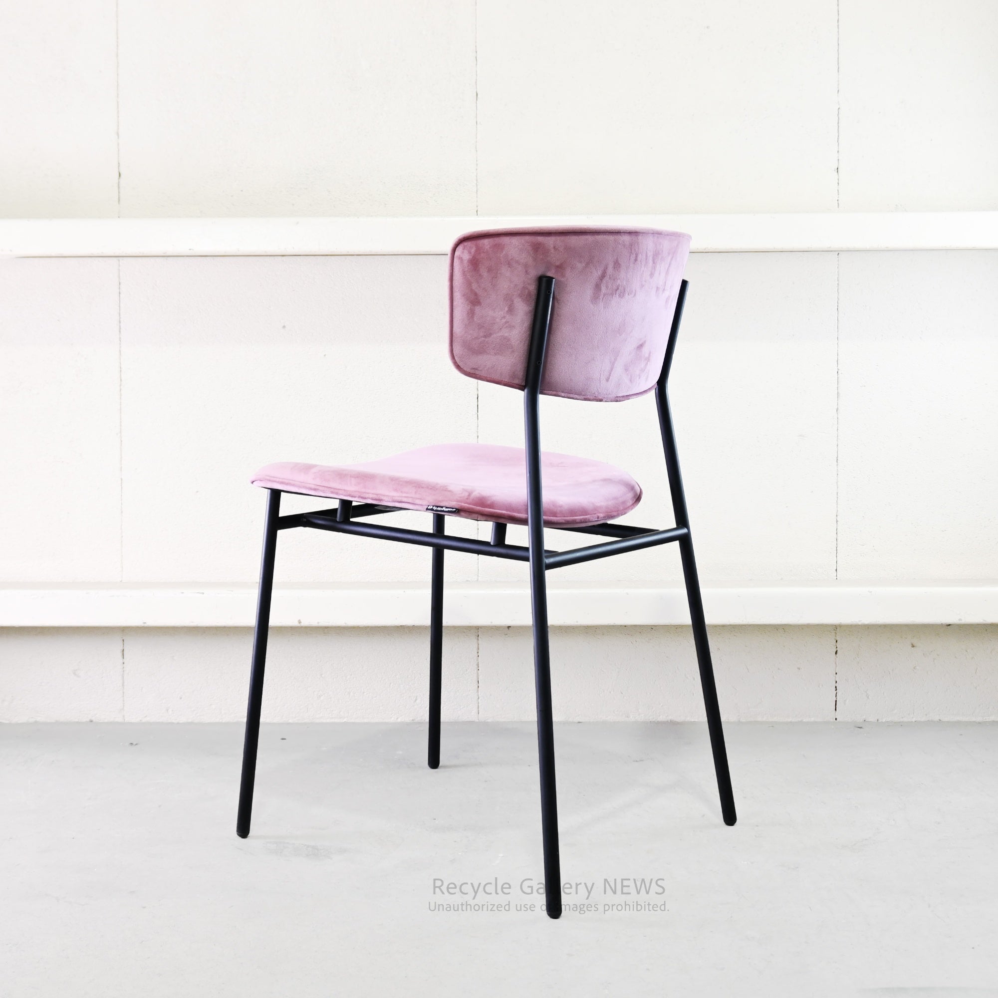 Calligaris Fifties Dining Chair Black Rose Pink-Velvet Italian Modern Furniture / カリガリス フィフティーズ ダイニングチェア ローズピンク ブラック ベルベット イタリア モダン家具