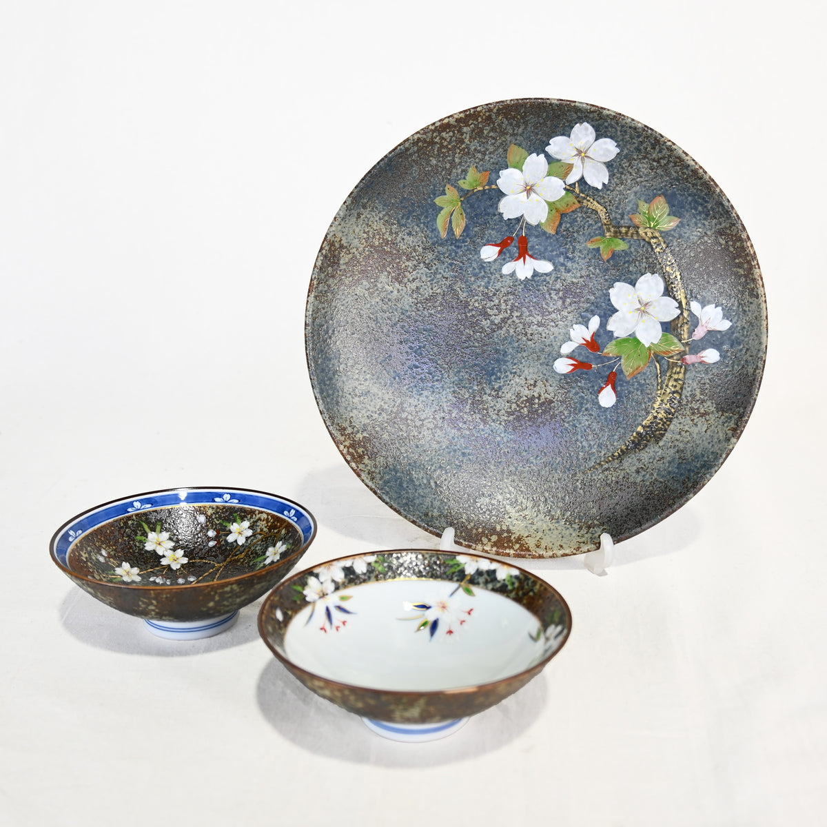 伝作窯 桜 絵盛皿 箱付き 和皿 / Densaku-kiln blossom Plate Japanese 