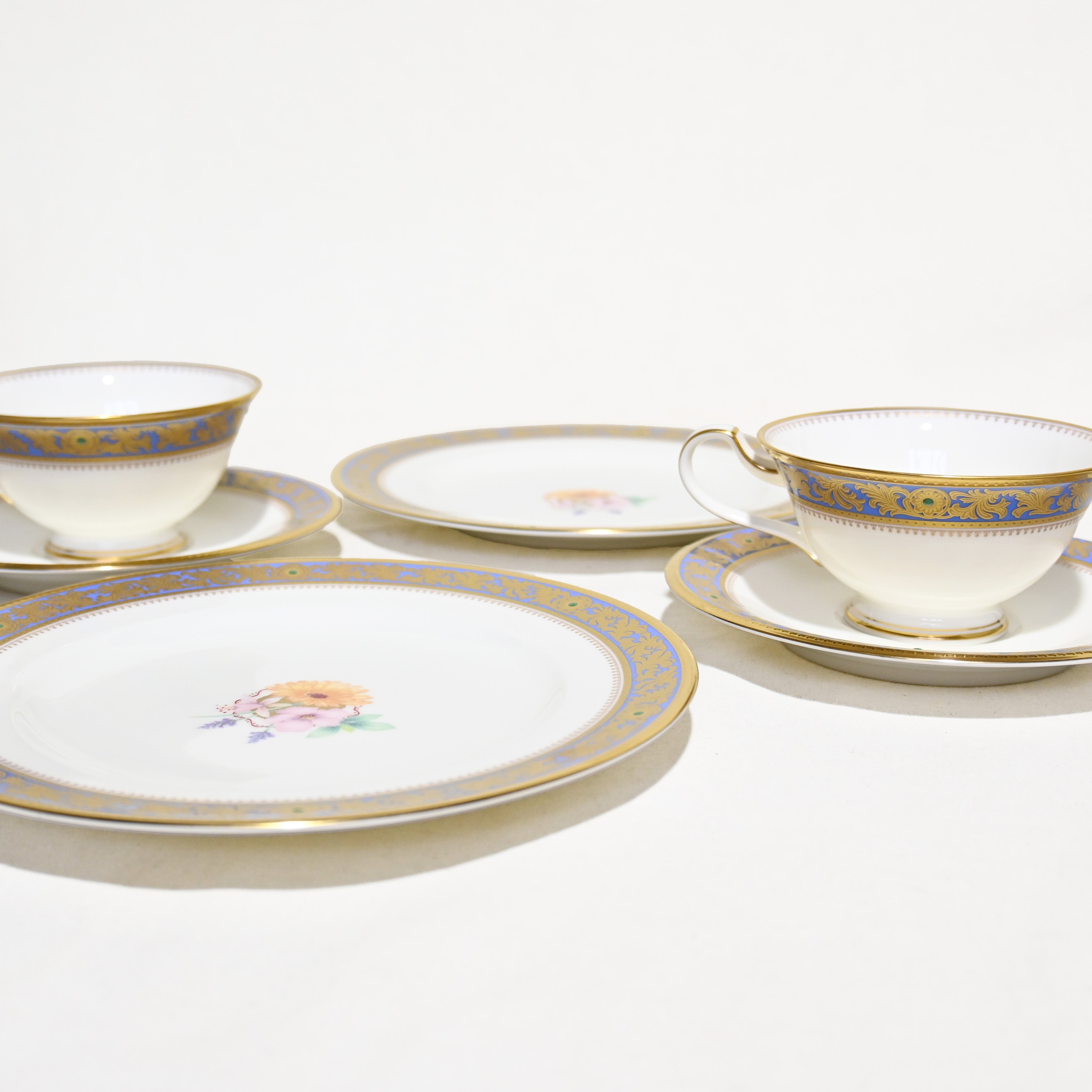 Noritake GRAND BROCHE C＆S＆Plate Japan Luxury Tableware / ノリタケ グランブロシェ トリオペア カップ ソーサー プレート 箱付き