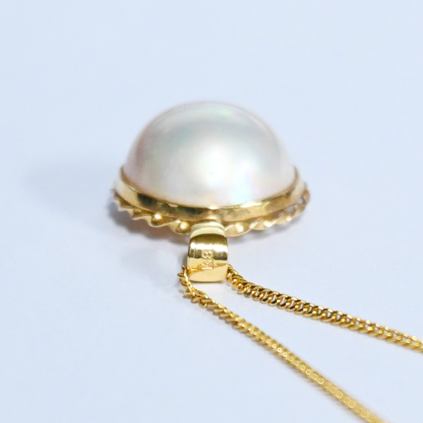 Half Pearl Pendant top & Necklace K18 Gold Antique Jewelry / ハーフパール ペンダントトップ＆ネックレス 18金 ゴールド アンティーク ジュエリー