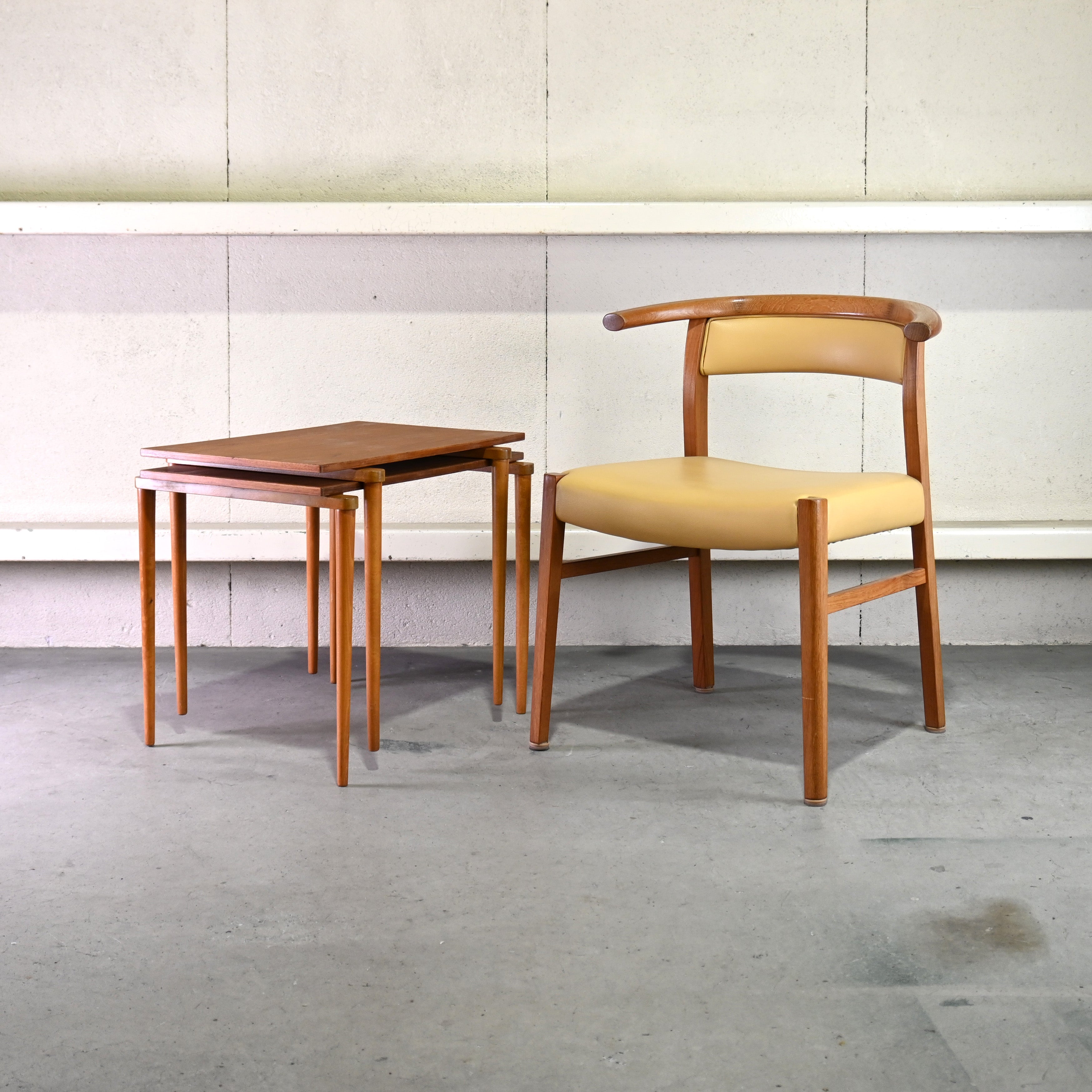 Aobayashi Seisakujyo Teakwood Arm Dining chair Yellow Japan vintage Scandinavian design / 青林製作所 チーク材 アーム ダイニングチェア イエロー ジャパンヴィンテージ 北欧デザイン