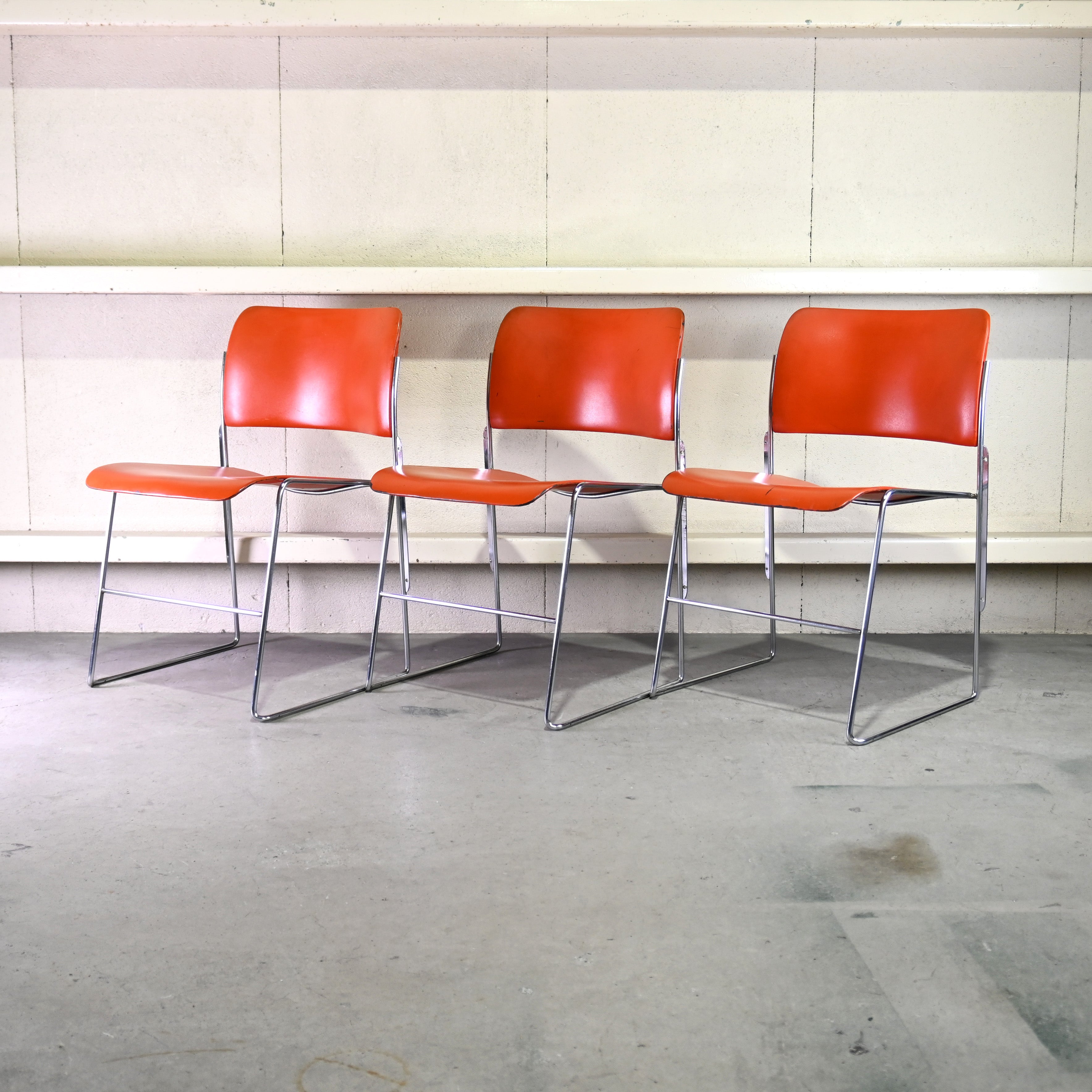 40/4 Side chair Orange David Rowland General Fireproofing Co. 1970's US vintage Industrial design / 40/4チェア オレンジ デヴィッド・ローランド ジェネラルファイヤープルーフィング 1970年代 アメリカヴィンテージ インダストリアルデザイン