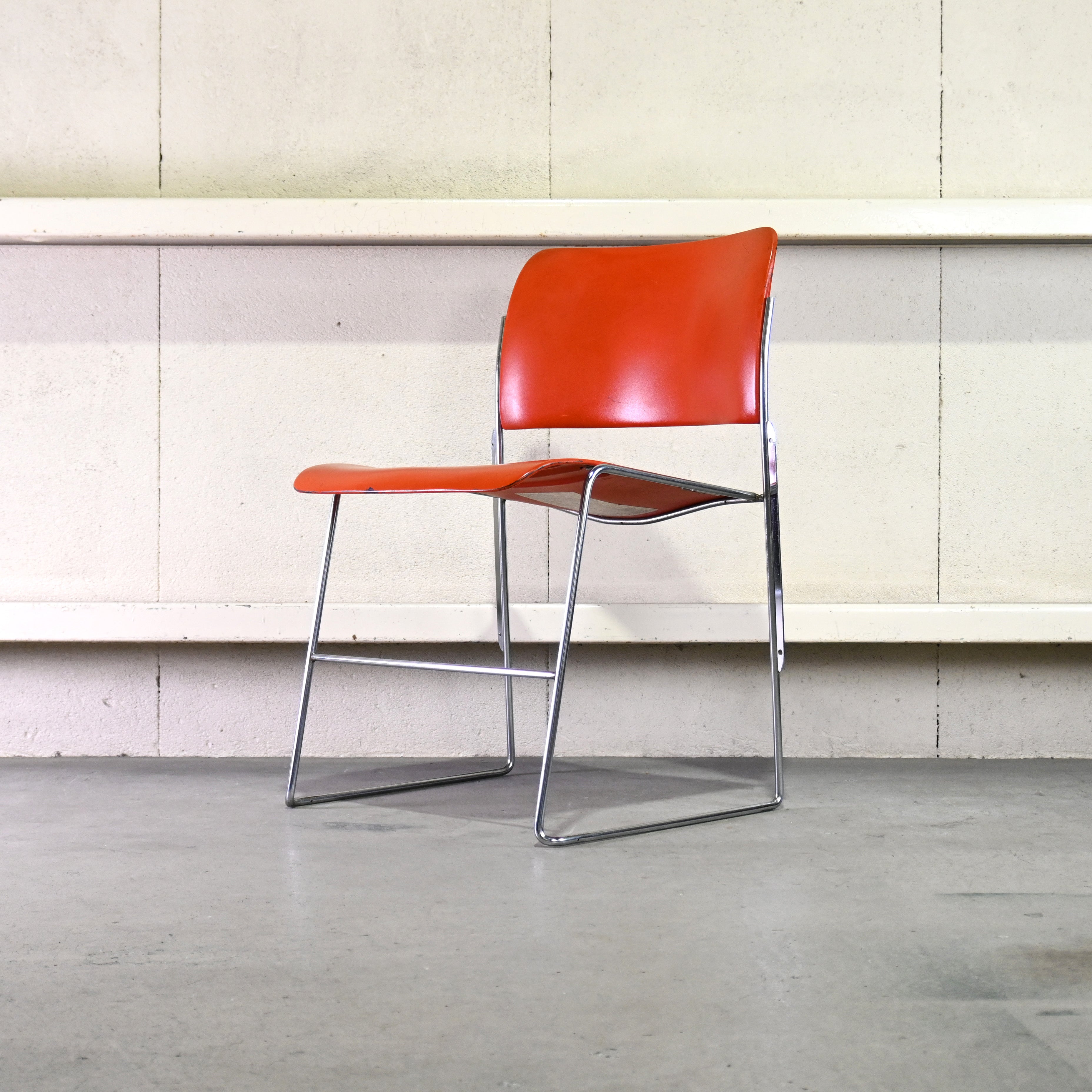 40/4 Side chair Orange David Rowland General Fireproofing Co. 1970's US vintage Industrial design / 40/4チェア オレンジ デヴィッド・ローランド ジェネラルファイヤープルーフィング 1970年代 アメリカヴィンテージ インダストリアルデザイン