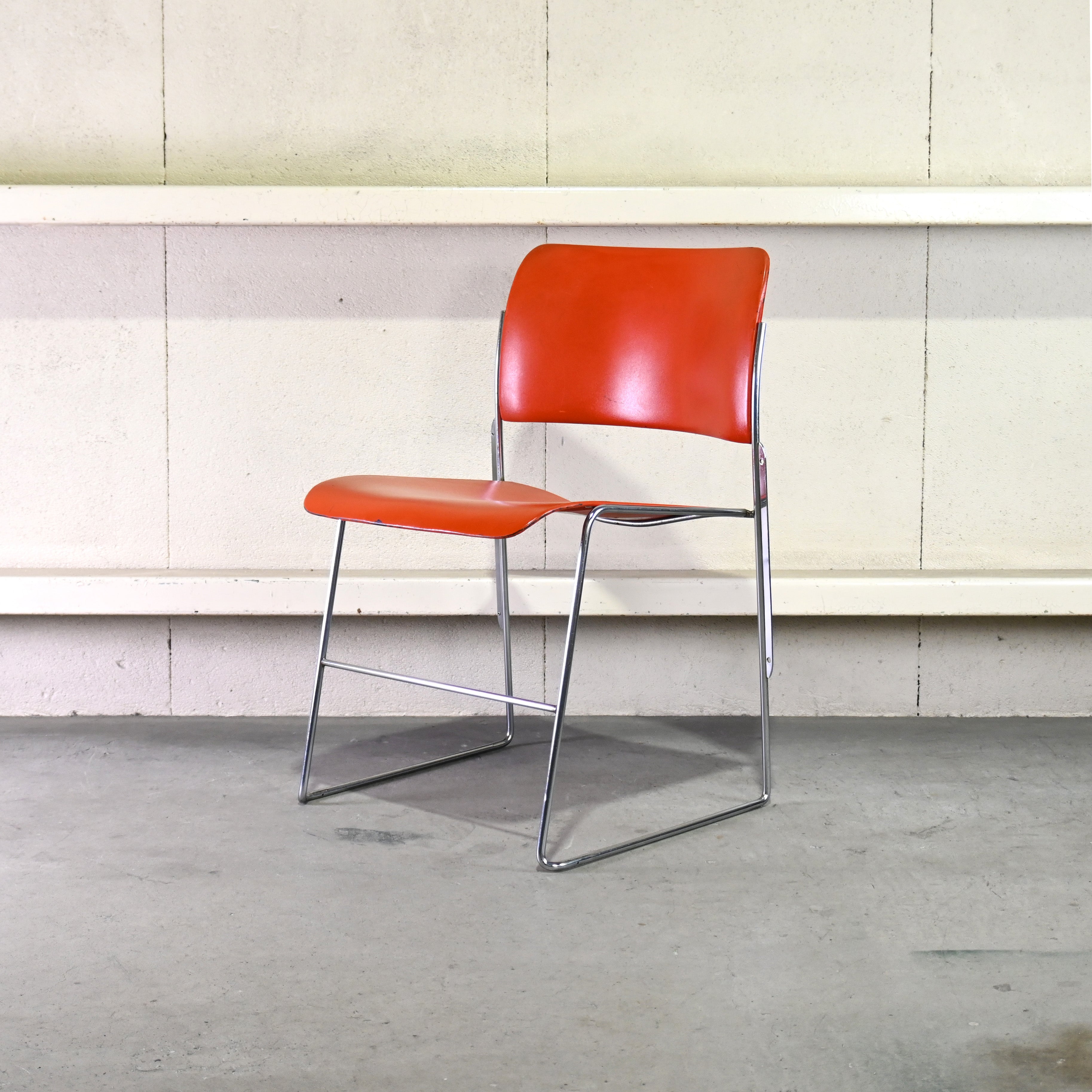 40/4 Side chair Orange David Rowland General Fireproofing Co. 1970's US vintage Industrial design / 40/4チェア オレンジ デヴィッド・ローランド ジェネラルファイヤープルーフィング 1970年代 アメリカヴィンテージ インダストリアルデザイン