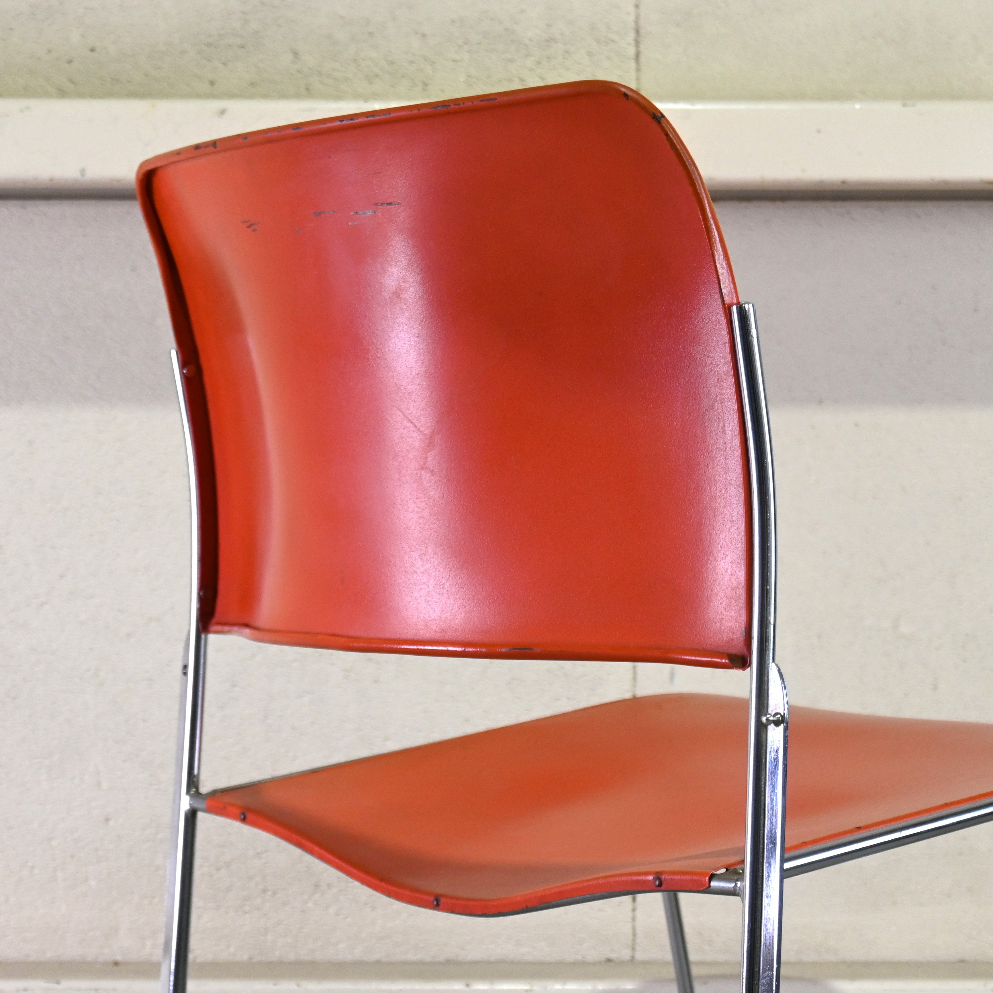 40/4 Side chair Orange David Rowland General Fireproofing Co. 1970's US vintage Industrial design / 40/4チェア オレンジ デヴィッド・ローランド ジェネラルファイヤープルーフィング 1970年代 アメリカヴィンテージ インダストリアルデザイン