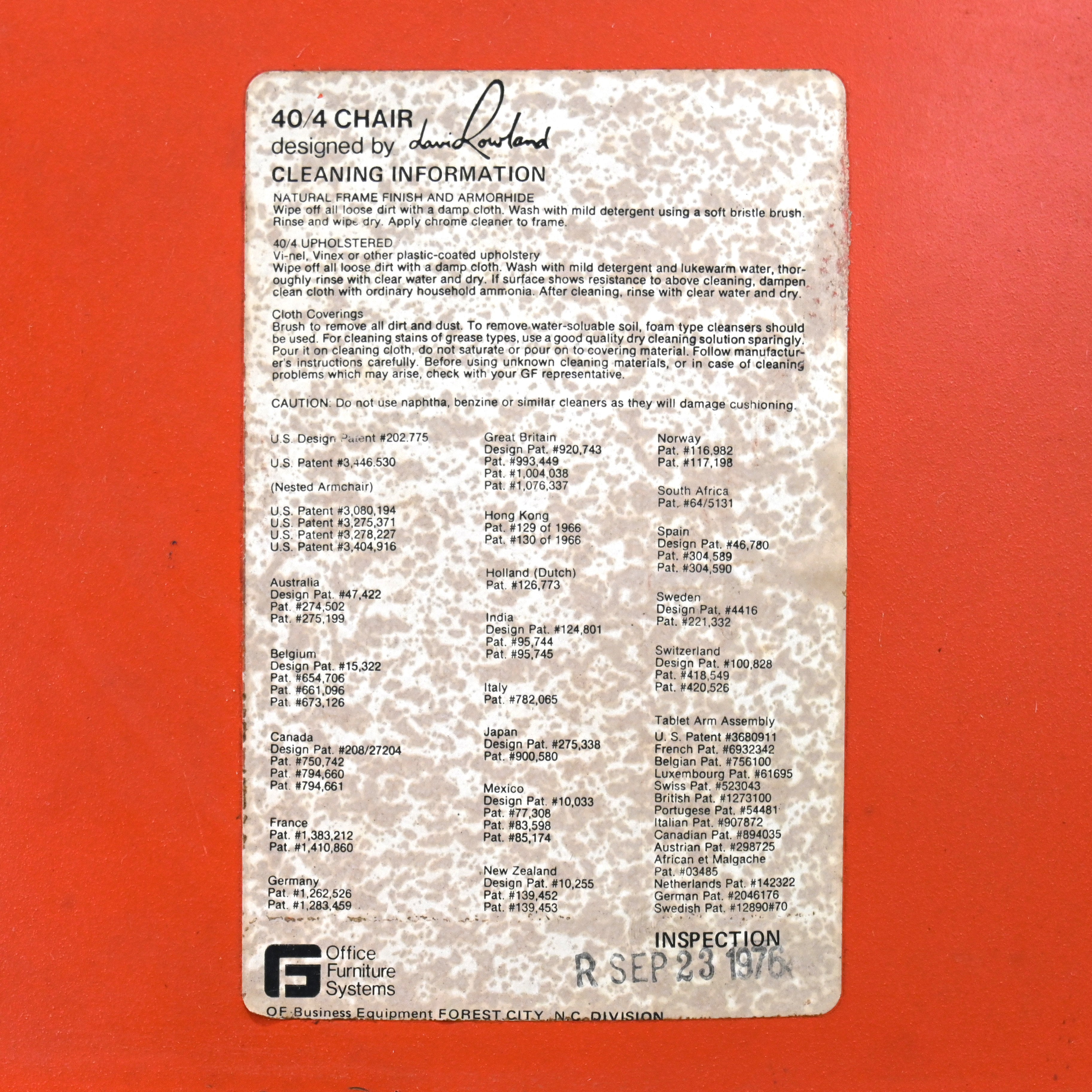 40/4 Side chair Orange David Rowland General Fireproofing Co. 1970's US vintage Industrial design / 40/4チェア オレンジ デヴィッド・ローランド ジェネラルファイヤープルーフィング 1970年代 アメリカヴィンテージ インダストリアルデザイン