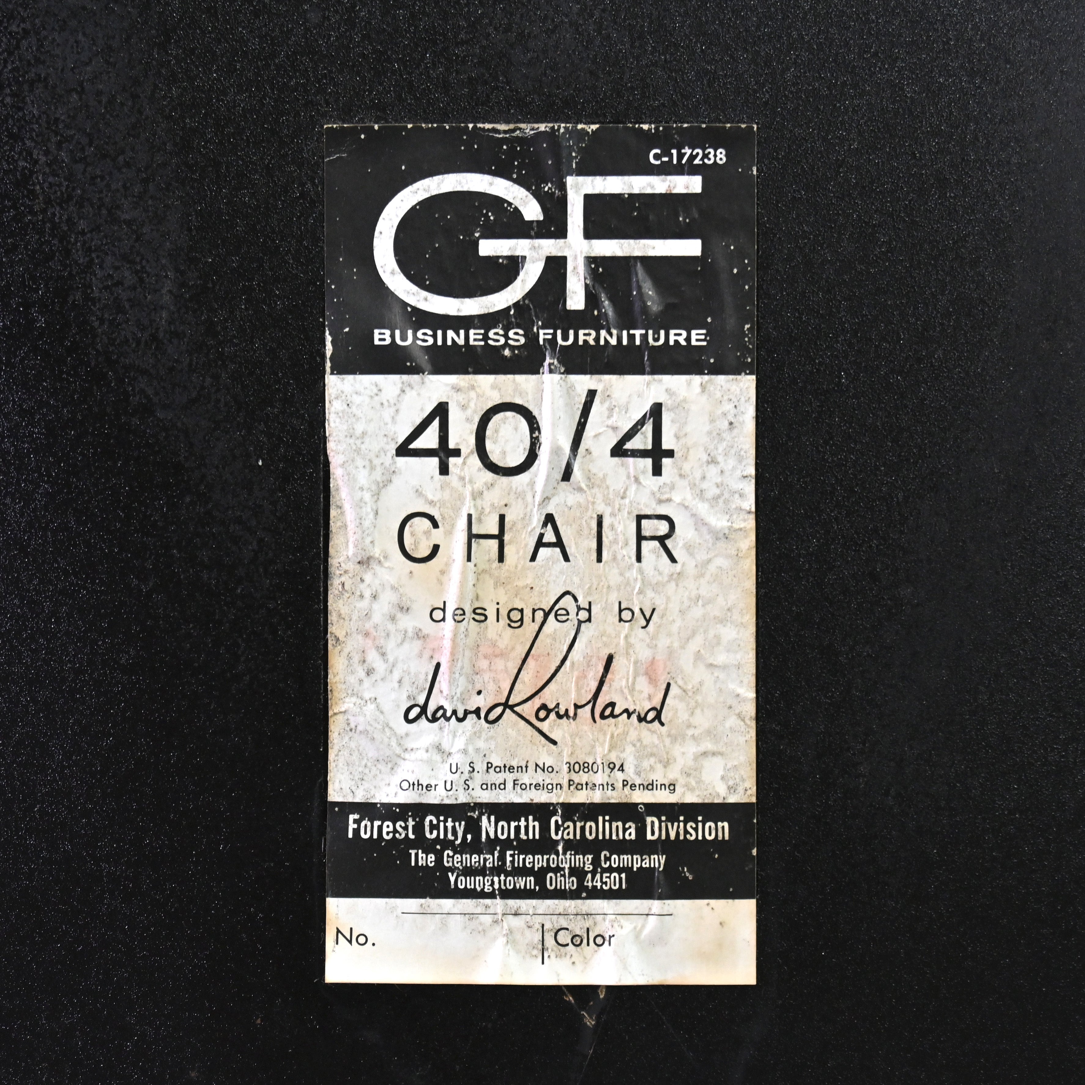 40/4 Side chair Black David Rowland General Fireproofing Co. 1970's US vintage Industrial design / 40/4チェア ブラック デヴィッド・ローランド ジェネラルファイヤープルーフィング 1970年代 アメリカヴィンテージ インダストリアルデザイン