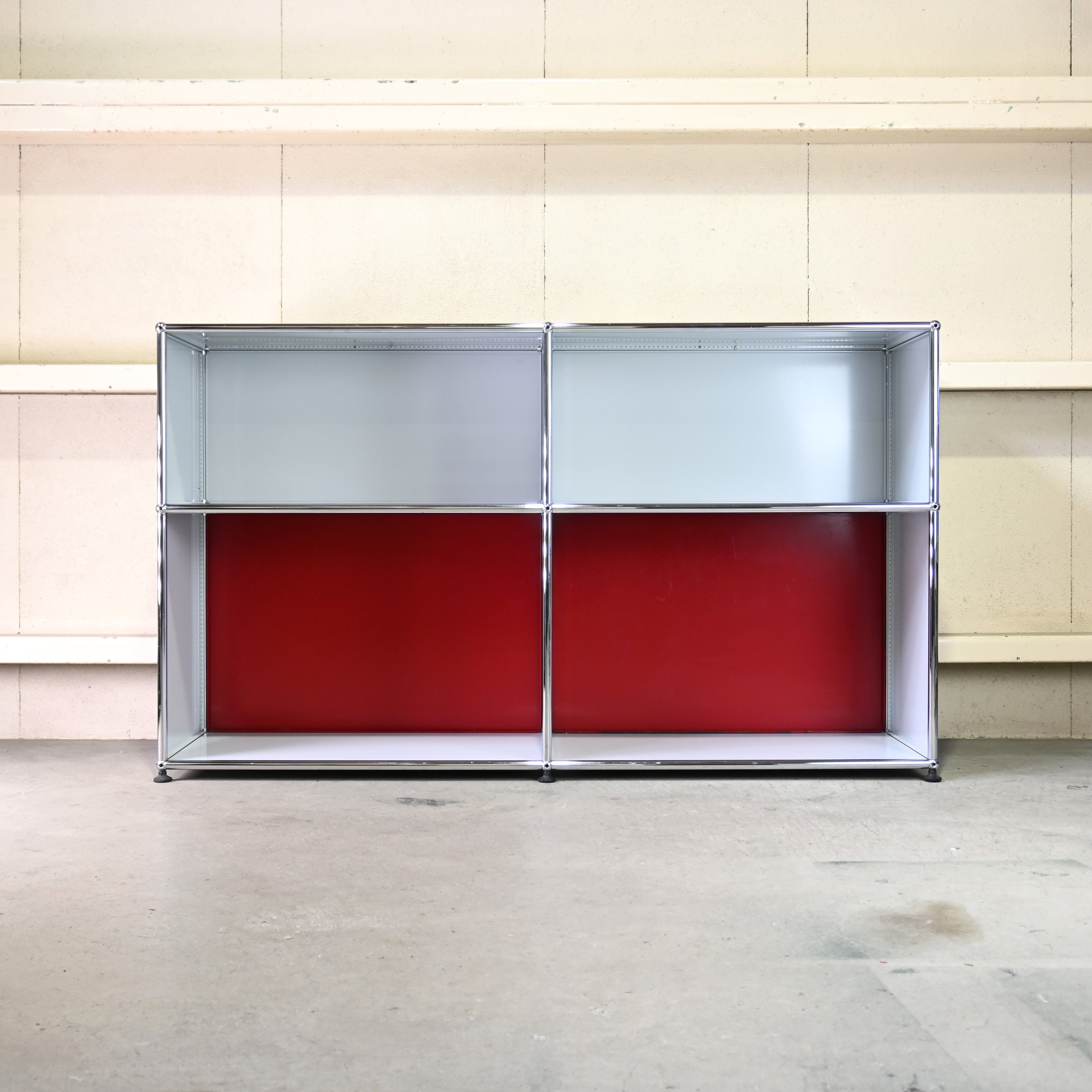USM Haller Side board Open cabinet Light gray × Ruby red Module furniture Modern Design / ユーエスエム ハラー サイドボード オープンキャビネット ライトグレー × ルビーレッド モジュール家具 モダンデザイン