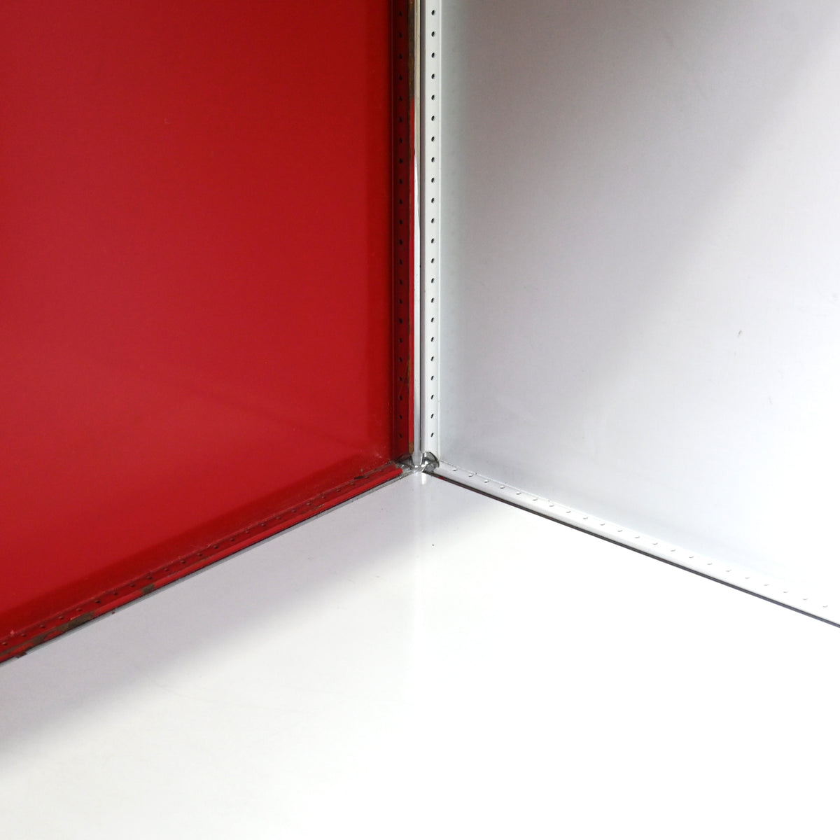 USM Haller Side board Open cabinet Light gray × Ruby red Module 