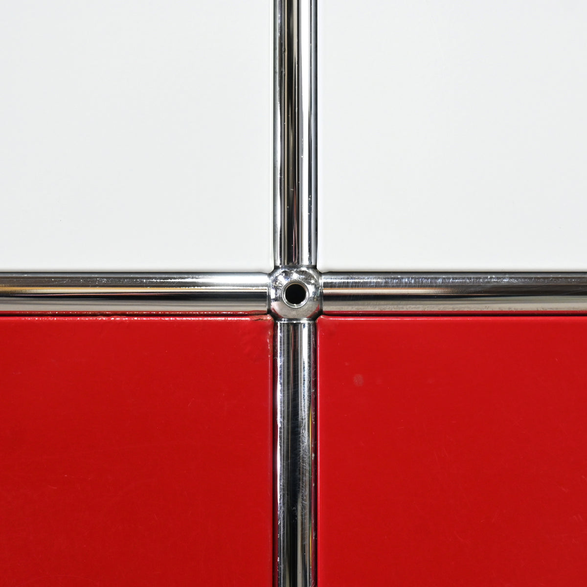 USM Haller Side board Open cabinet Light gray × Ruby red Module 