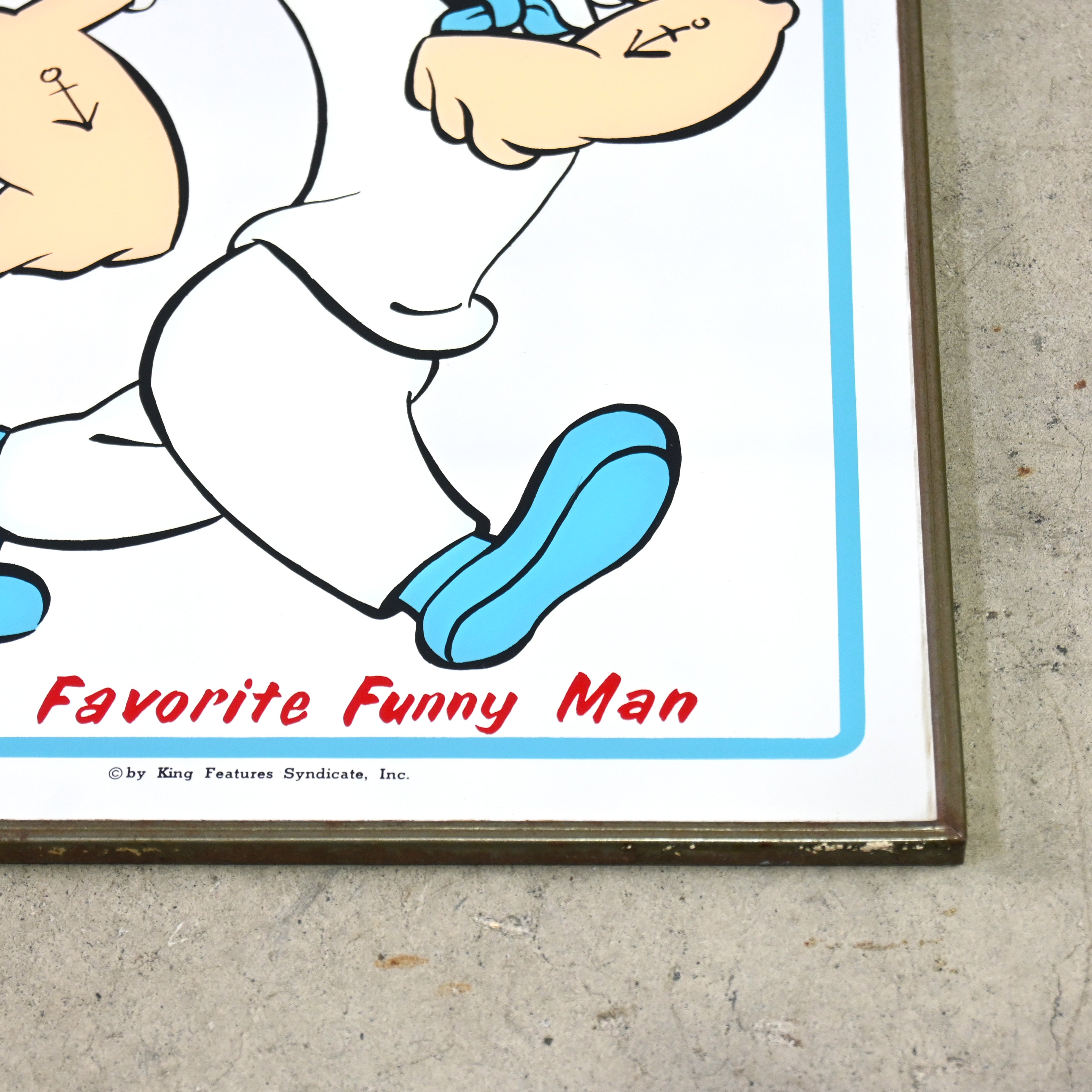 POPEYE Pub mirror「Your favorite Funny Man」Elzie Crisler Segar King Features Syndicate US vintage / ポパイ パブミラー  エルジー・クリスラー・シーガー キング・フィーチャーズ・シンジケート アメリカヴィンテージ