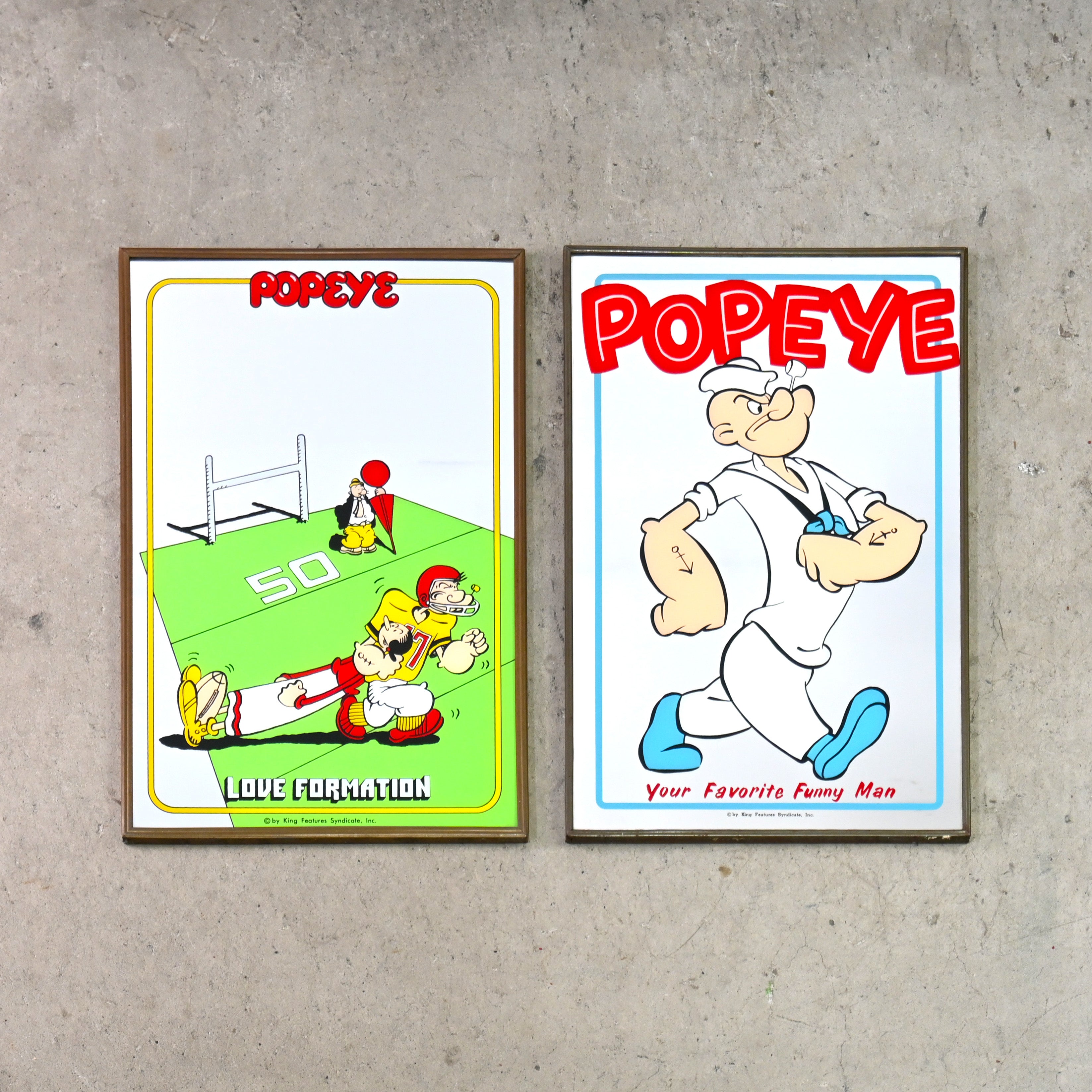 POPEYE Pub mirror「Your favorite Funny Man」Elzie Crisler Segar King Features Syndicate US vintage / ポパイ パブミラー  エルジー・クリスラー・シーガー キング・フィーチャーズ・シンジケート アメリカヴィンテージ