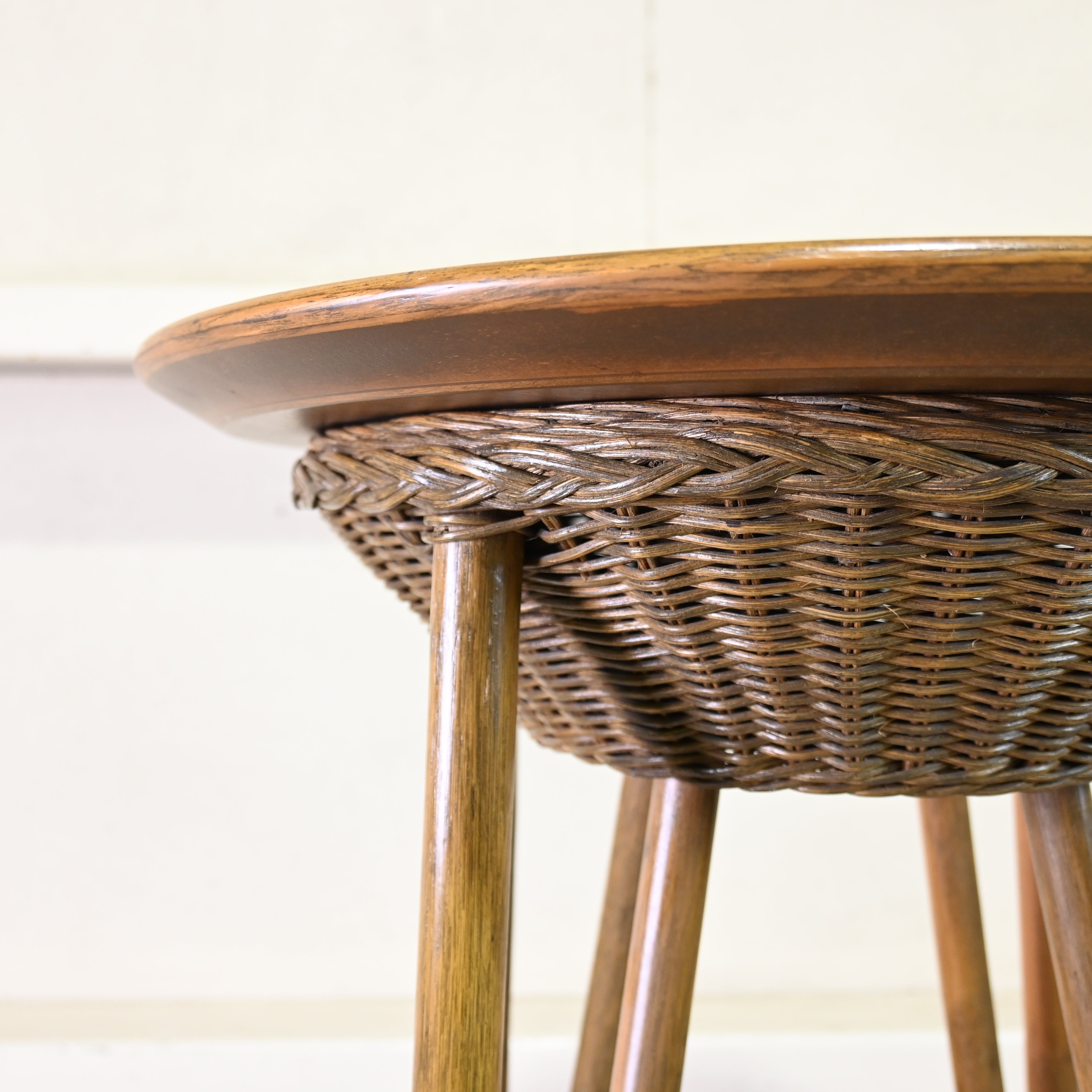 CASABLANCA Rattan Oakwood Side table Round table Asian taste / カサブランカ ラタン オーク材 ラウンドテーブル サイドテーブル アジアンテイスト