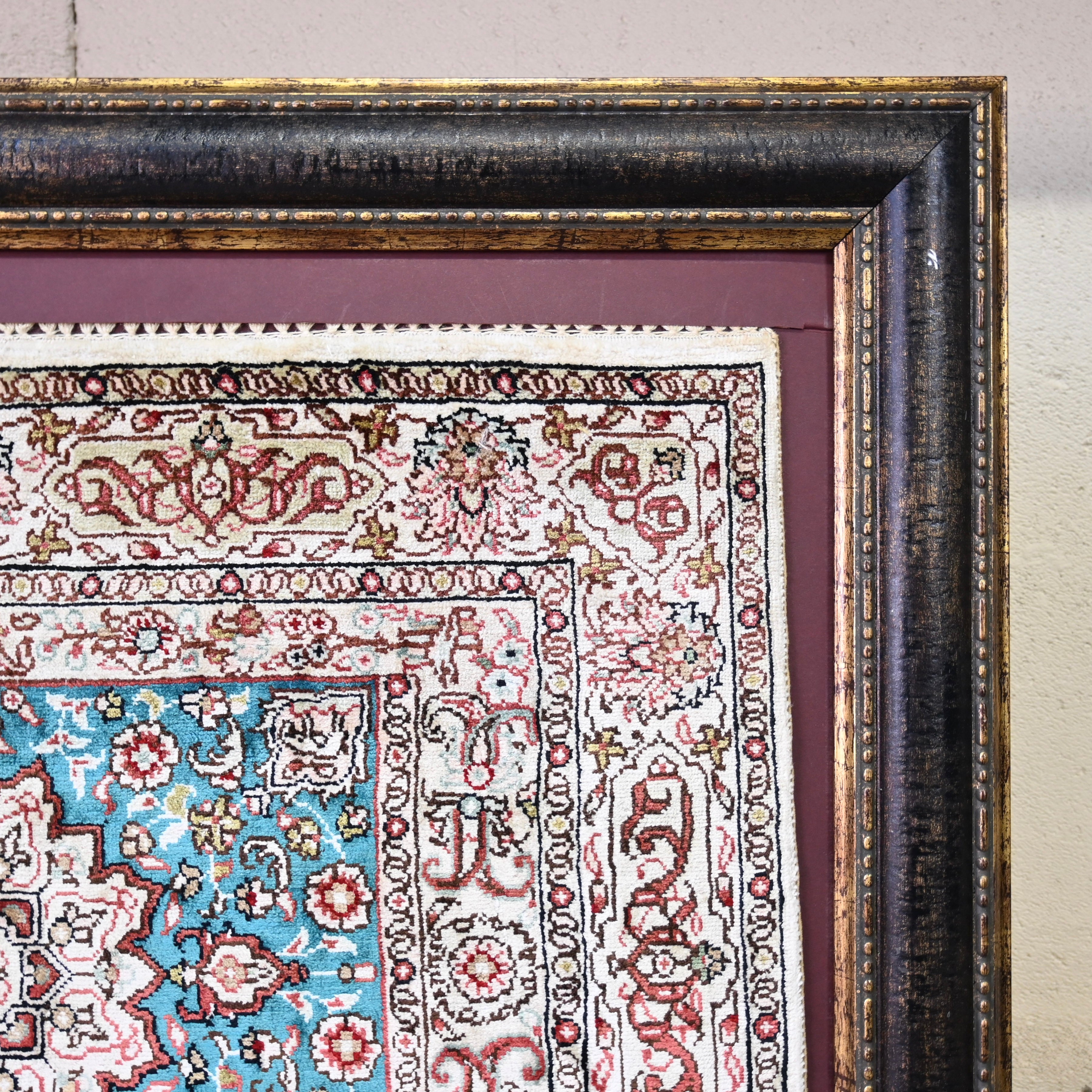 Persian carpet Turkmen Framed Silk Altai Fork art / ペルシャ絨毯 トルクメン 額装 シルク 手織り アルタイ共和国製 保証書付 フォークアート