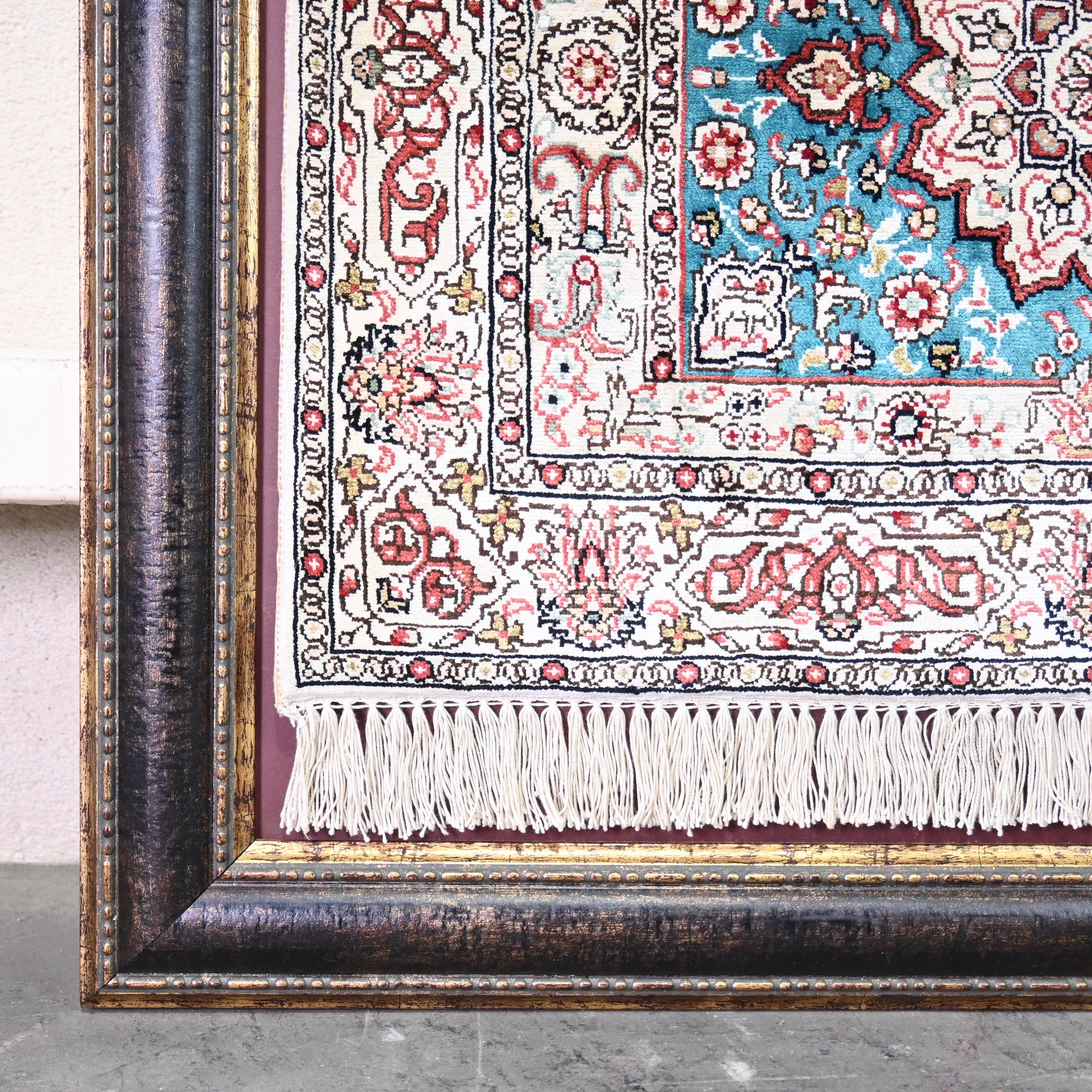 Persian carpet Turkmen Framed Silk Altai Fork art / ペルシャ絨毯 トルクメン 額装 シルク 手織り アルタイ共和国製 保証書付 フォークアート