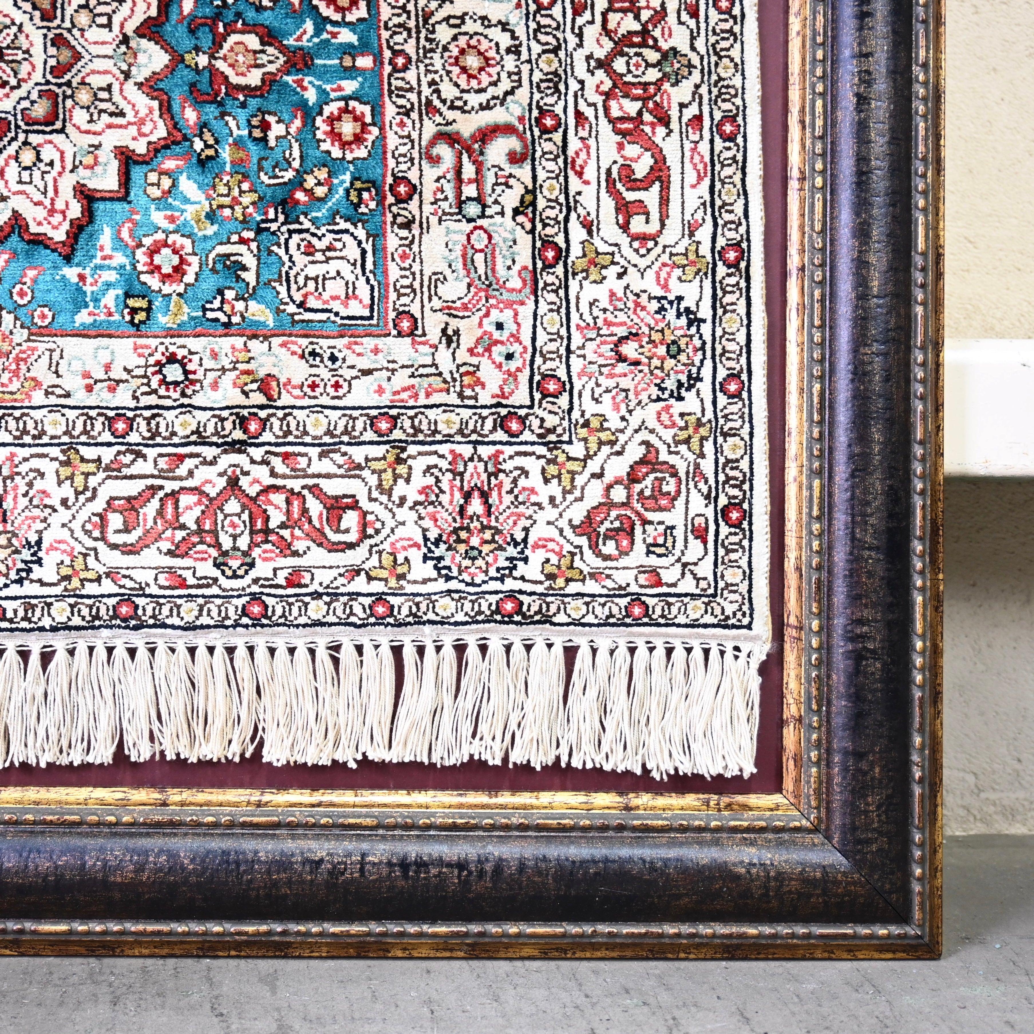 Persian carpet Turkmen Framed Silk Altai Fork art / ペルシャ絨毯 トルクメン 額装 シルク 手織り アルタイ共和国製 保証書付 フォークアート