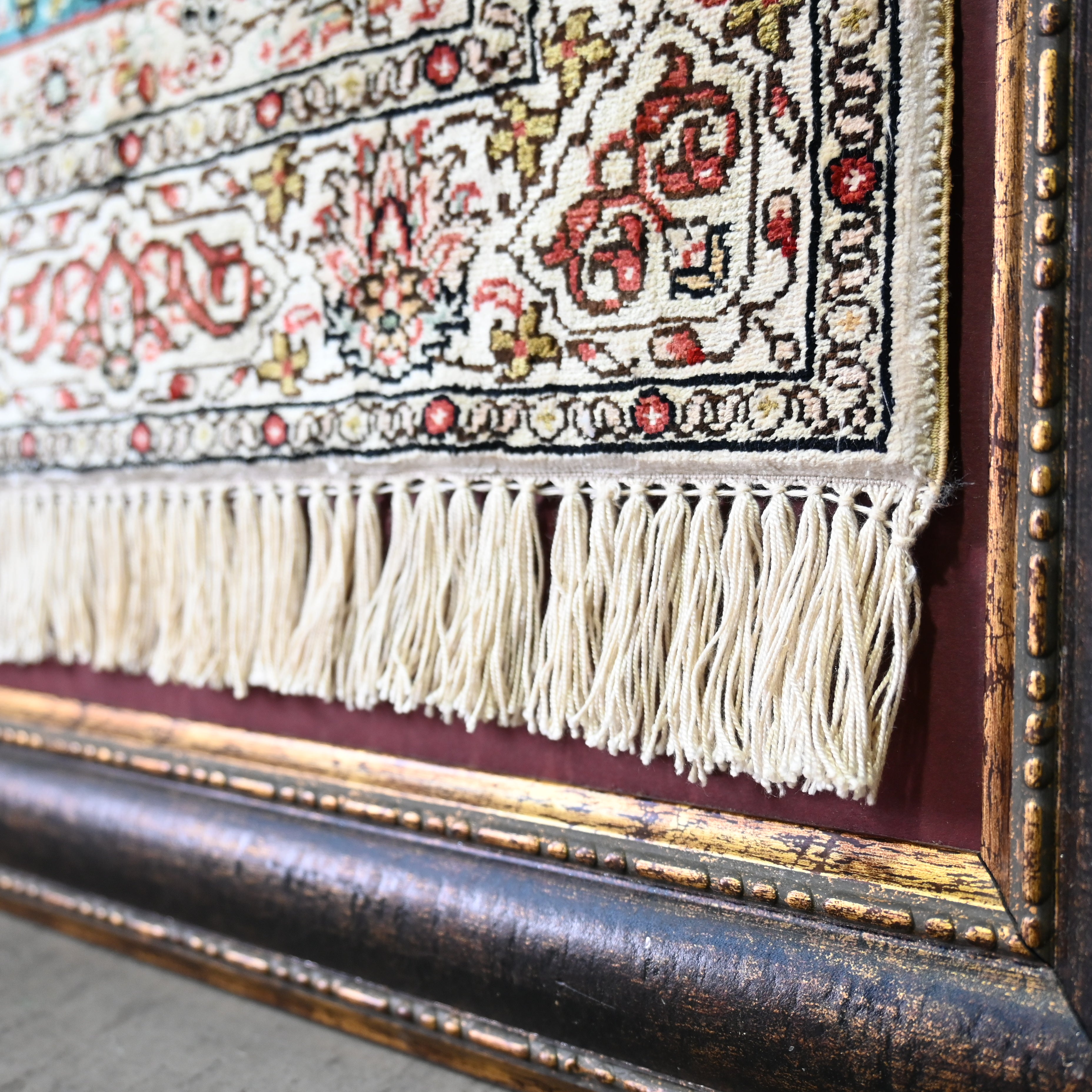 Persian carpet Turkmen Framed Silk Altai Fork art / ペルシャ絨毯 トルクメン 額装 シルク 手織り アルタイ共和国製 保証書付 フォークアート