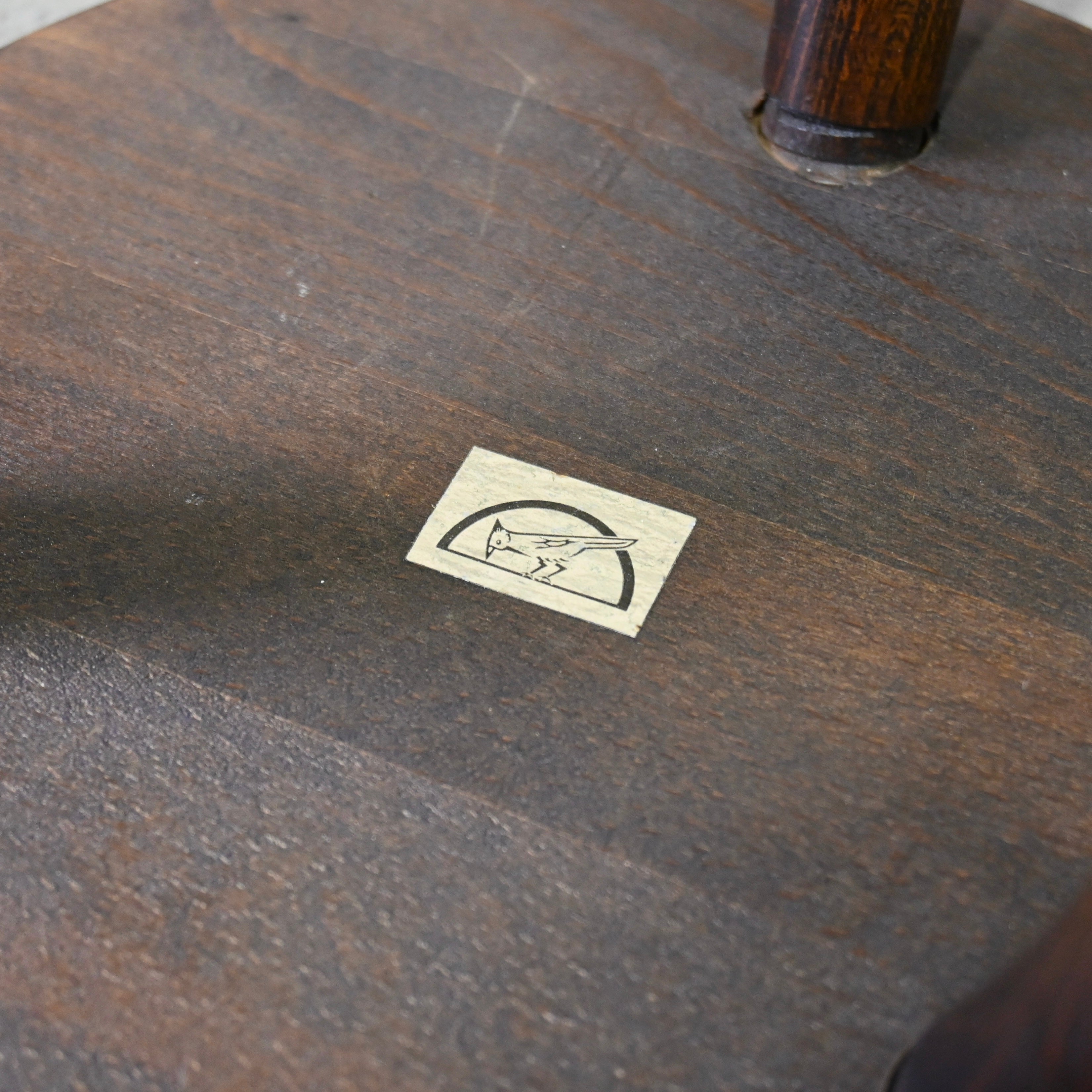 Old Hida sangyo Milk stool Oak wood 1950~1960's Japan vintage / 飛騨産業 ミルクスツール オーク材 1950~1960年代 キツツキ 旧ロゴ ジャパンヴィンテージ