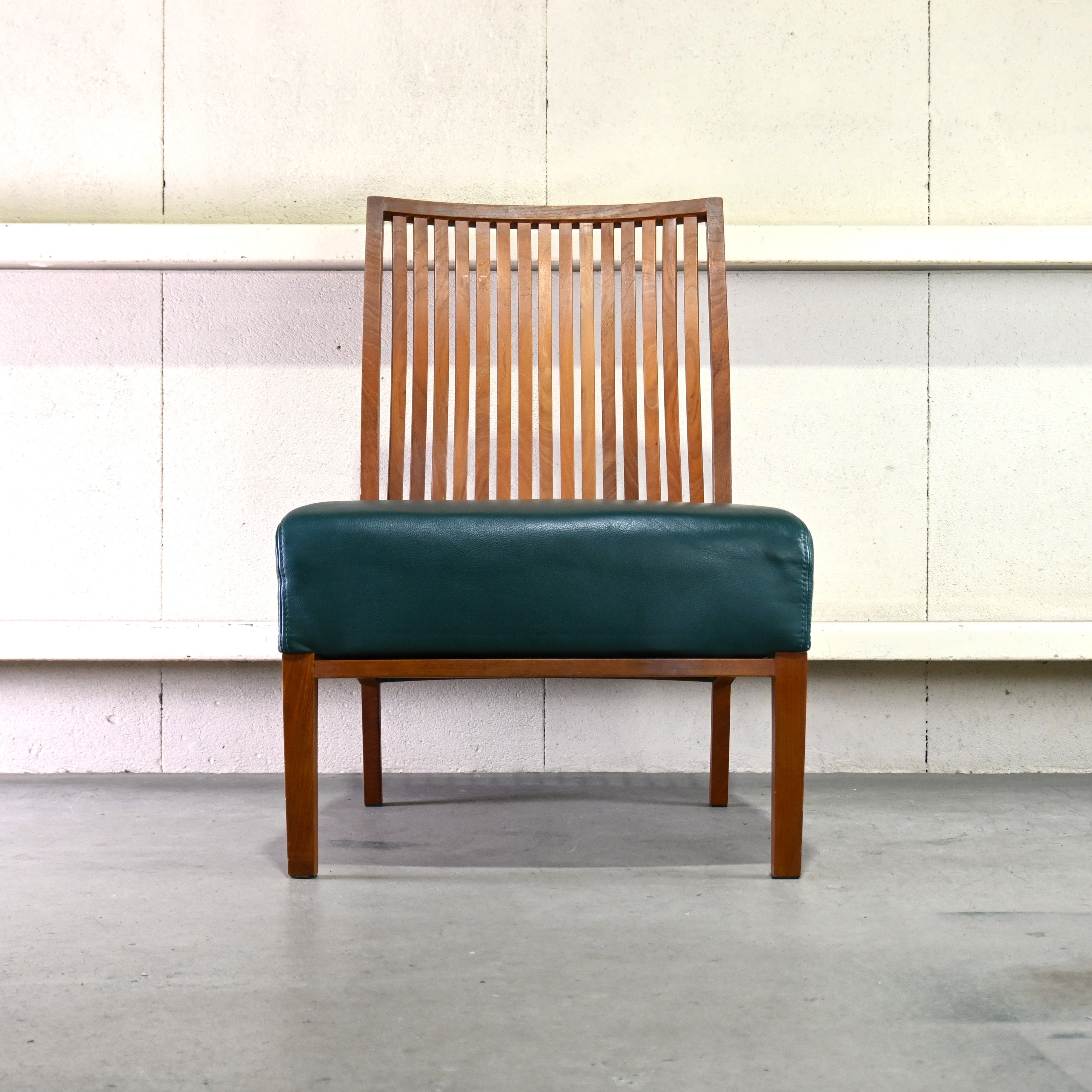 BC Kobo Teakwood × Leather Lounge chair Wide Green Japanese modern Scandinavian design / BC工房 チーク材 × リアルレザー ラウンジチェア ワイド グリーン ジャパニーズモダン 北欧デザイン