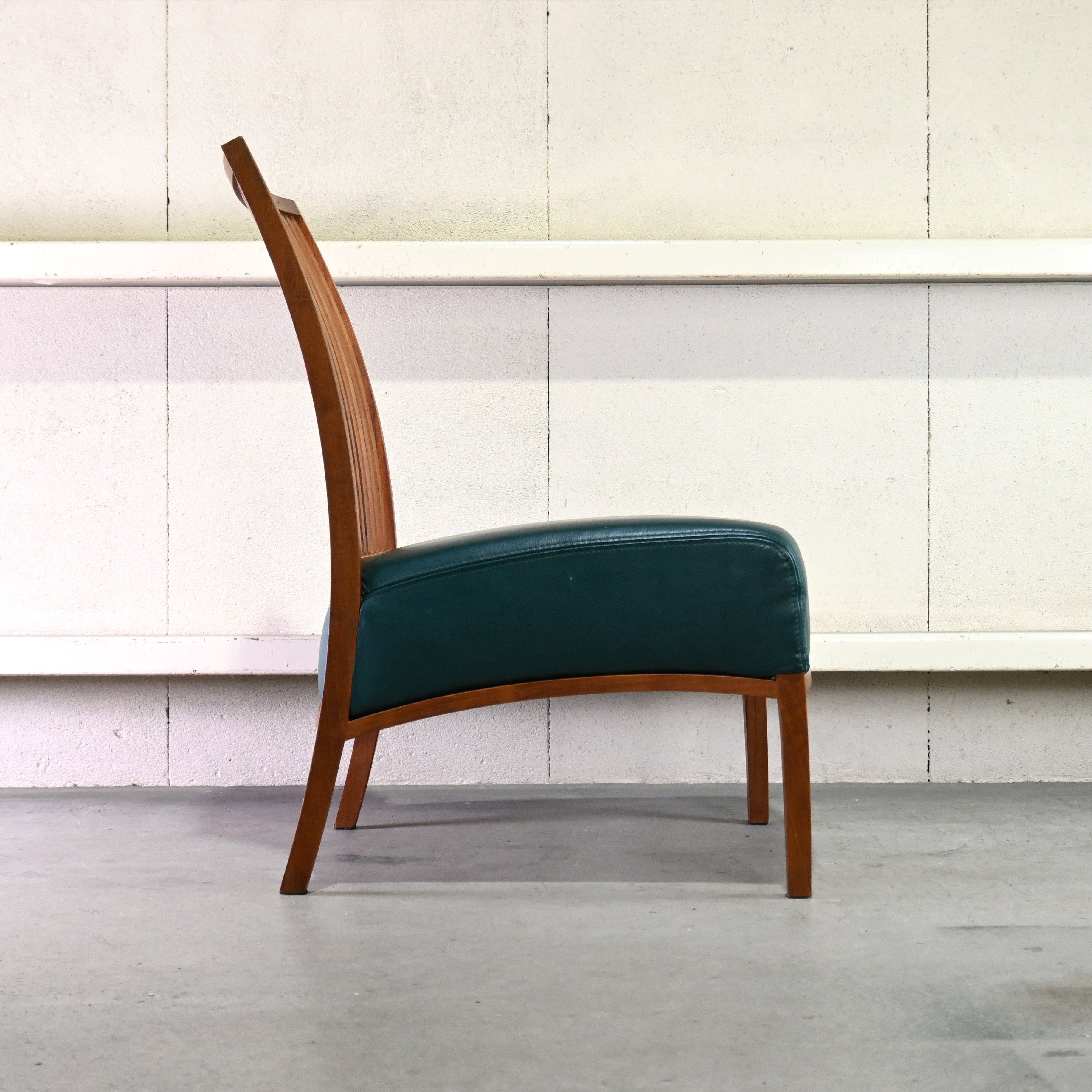 BC Kobo Teakwood × Leather Lounge chair Wide Green Japanese modern Scandinavian design / BC工房 チーク材 × リアルレザー ラウンジチェア ワイド グリーン ジャパニーズモダン 北欧デザイン