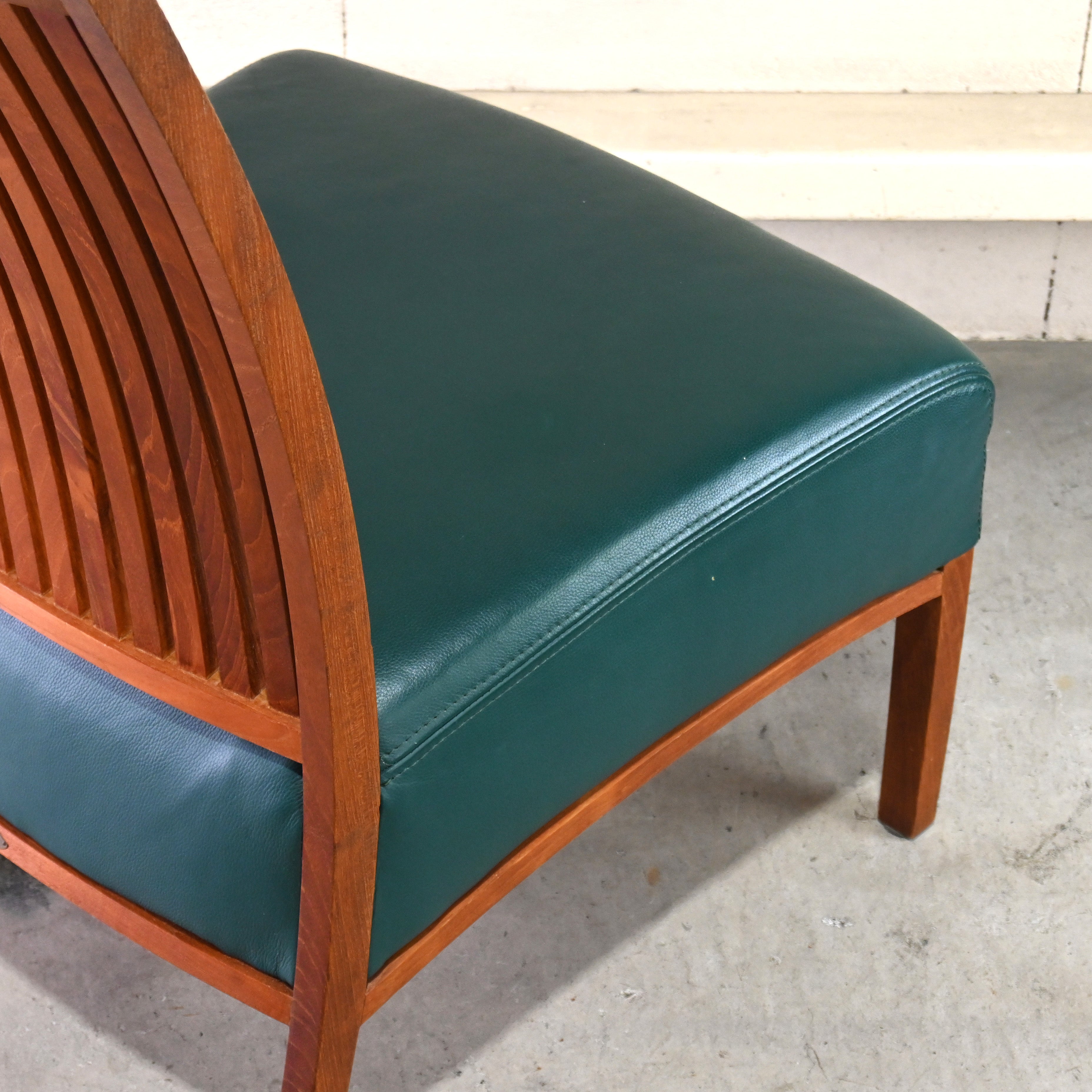 BC Kobo Teakwood × Leather Lounge chair Wide Green Japanese modern Scandinavian design / BC工房 チーク材 × リアルレザー ラウンジチェア ワイド グリーン ジャパニーズモダン 北欧デザイン