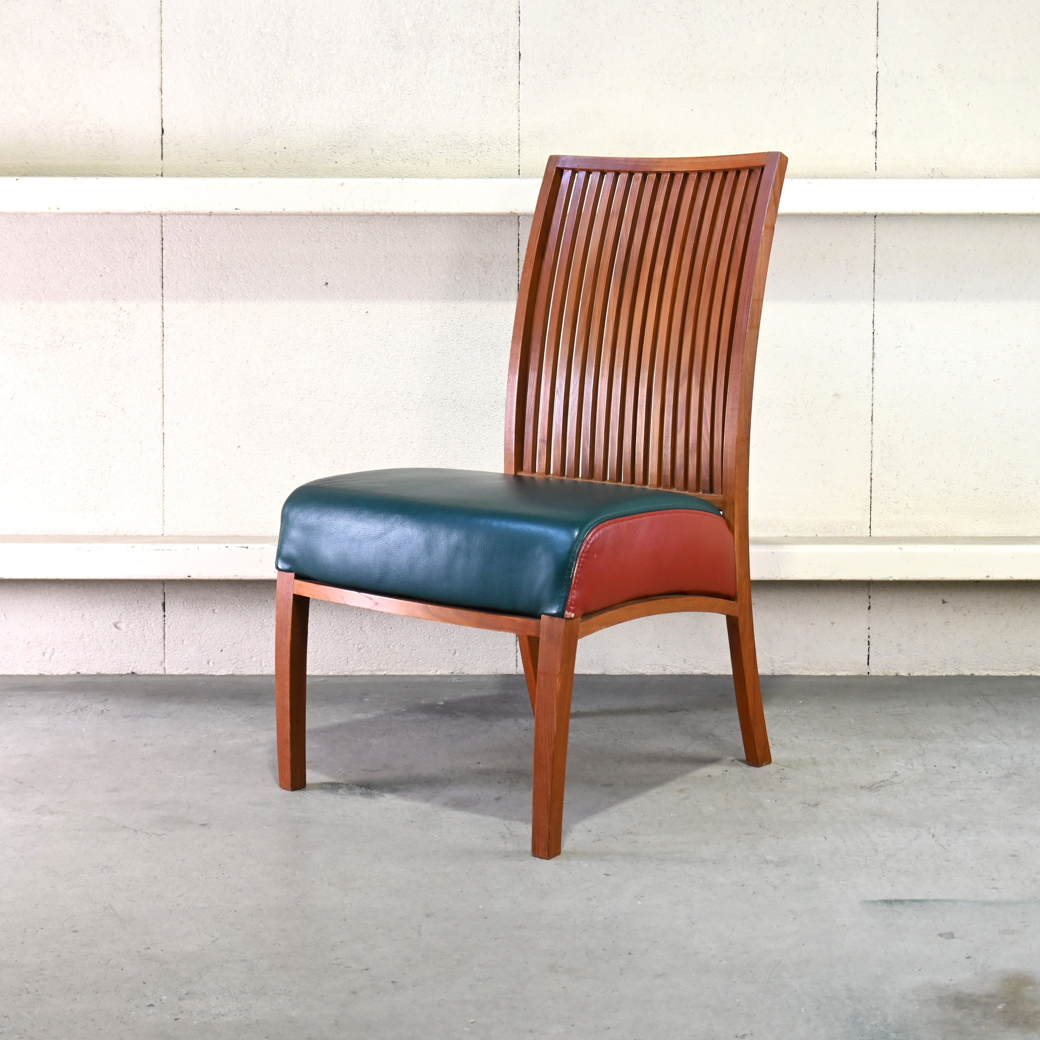 BC Kobo Teakwood × Leather Lounge chair Japanese modern Scandinavian design [A] Brick red [B] Green / BC工房 チーク材 × リアルレザー ラウンジチェア ジャパニーズモダン 北欧デザイン [A] ブリックレッド [B] グリーン