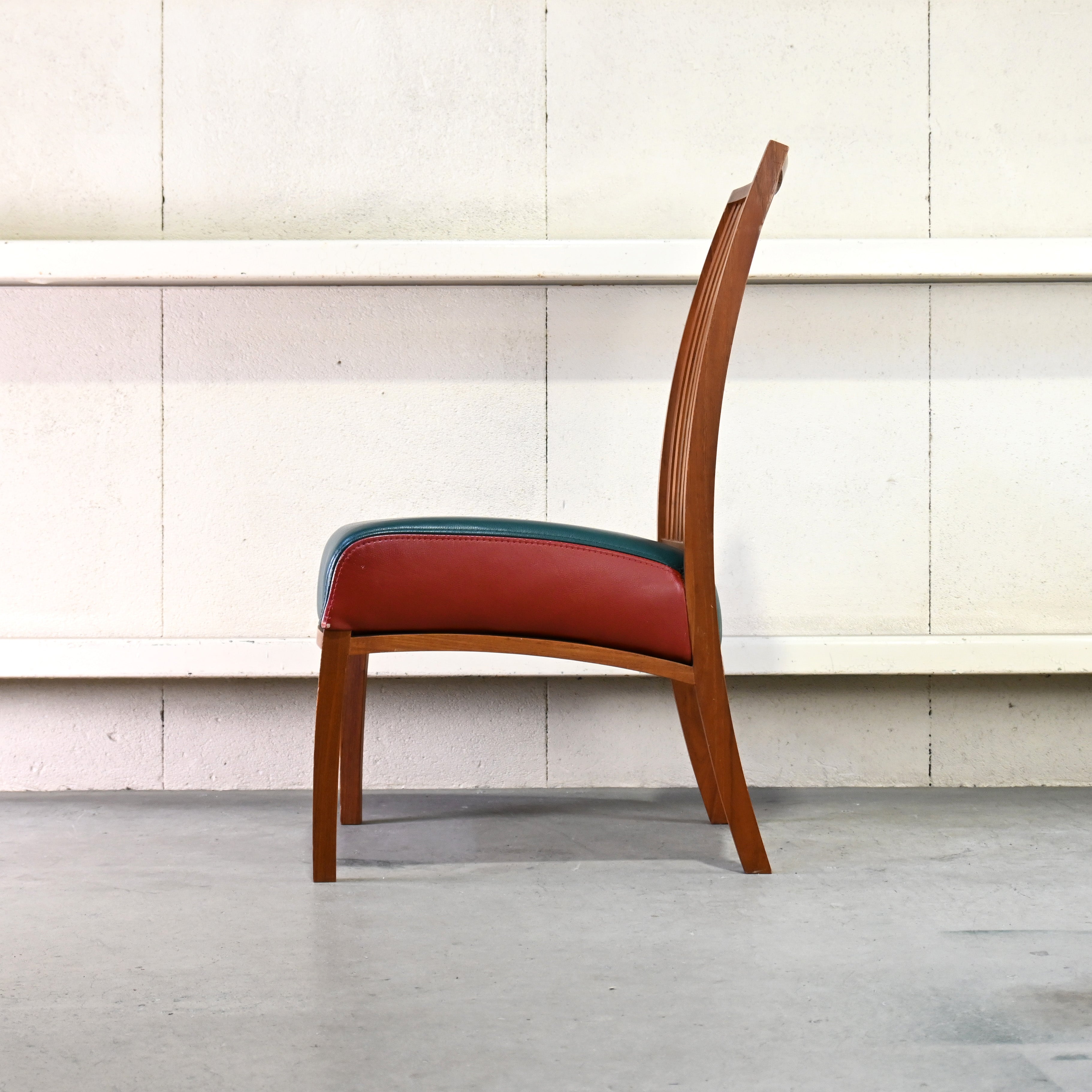 BC Kobo Teakwood × Leather Lounge chair Japanese modern Scandinavian design [A] Brick red [B] Green / BC工房 チーク材 × リアルレザー ラウンジチェア ジャパニーズモダン 北欧デザイン [A] ブリックレッド [B] グリーン