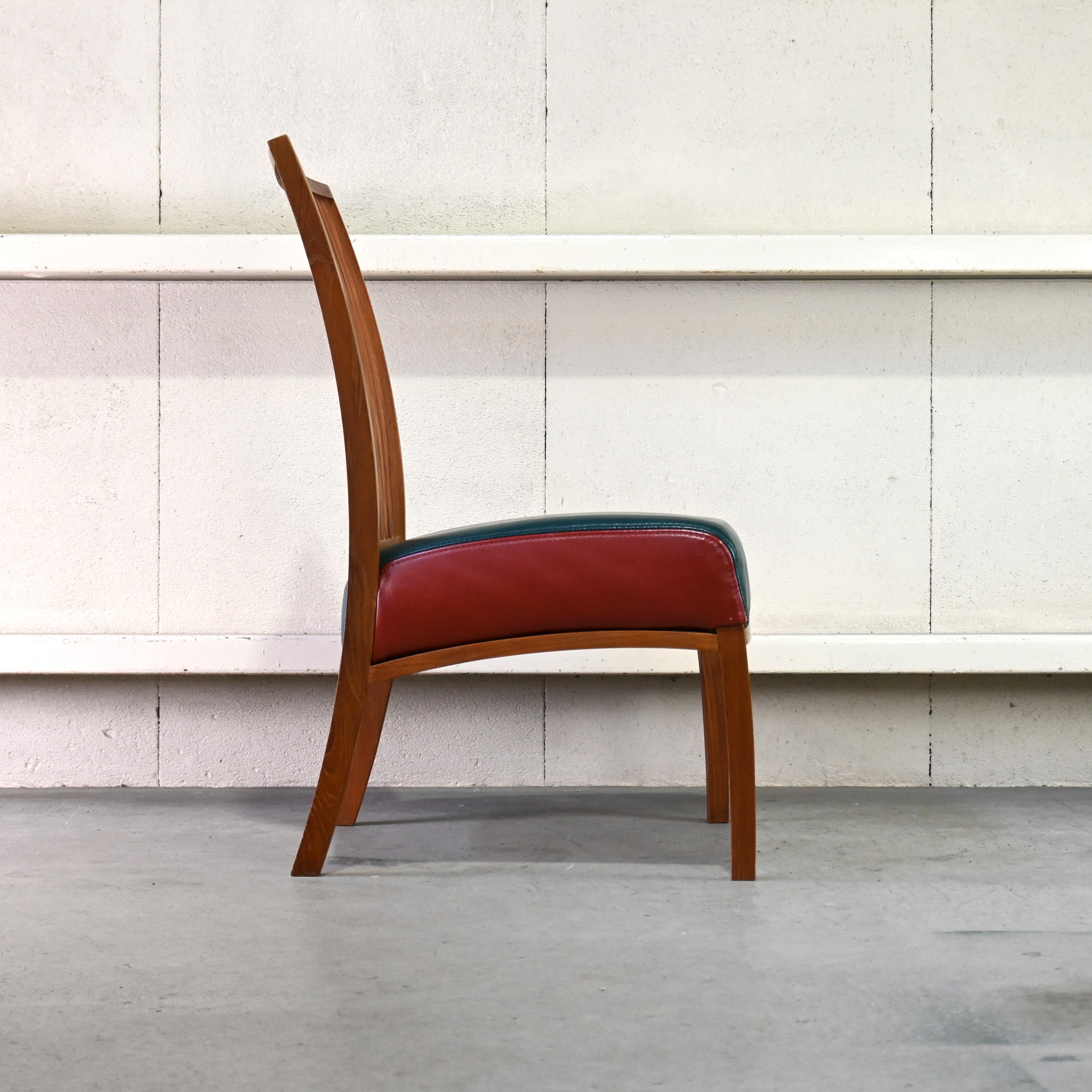 BC Kobo Teakwood × Leather Lounge chair Japanese modern Scandinavian design [A] Brick red [B] Green / BC工房 チーク材 × リアルレザー ラウンジチェア ジャパニーズモダン 北欧デザイン [A] ブリックレッド [B] グリーン