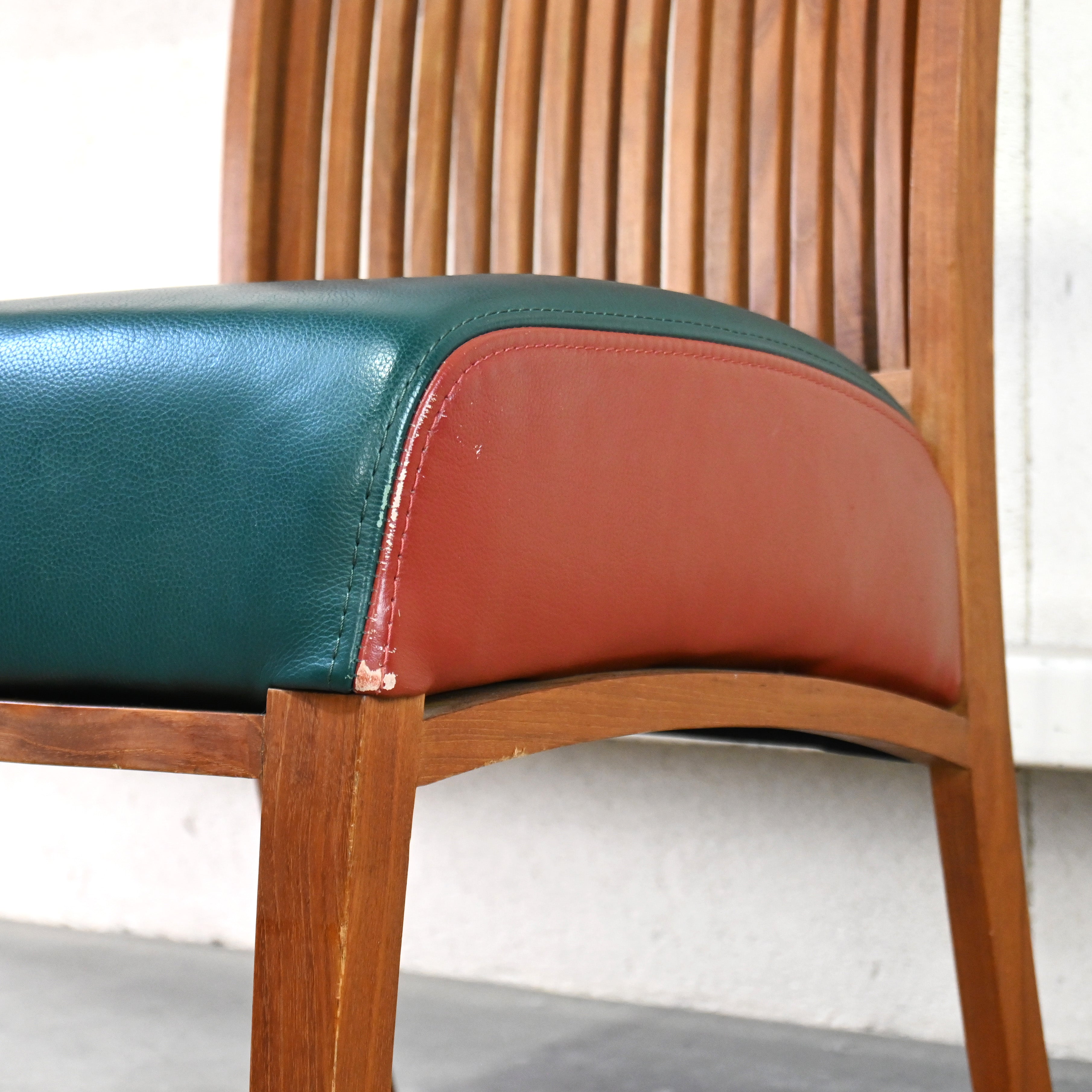 BC Kobo Teakwood × Leather Lounge chair Japanese modern Scandinavian design [A] Brick red [B] Green / BC工房 チーク材 × リアルレザー ラウンジチェア ジャパニーズモダン 北欧デザイン [A] ブリックレッド [B] グリーン