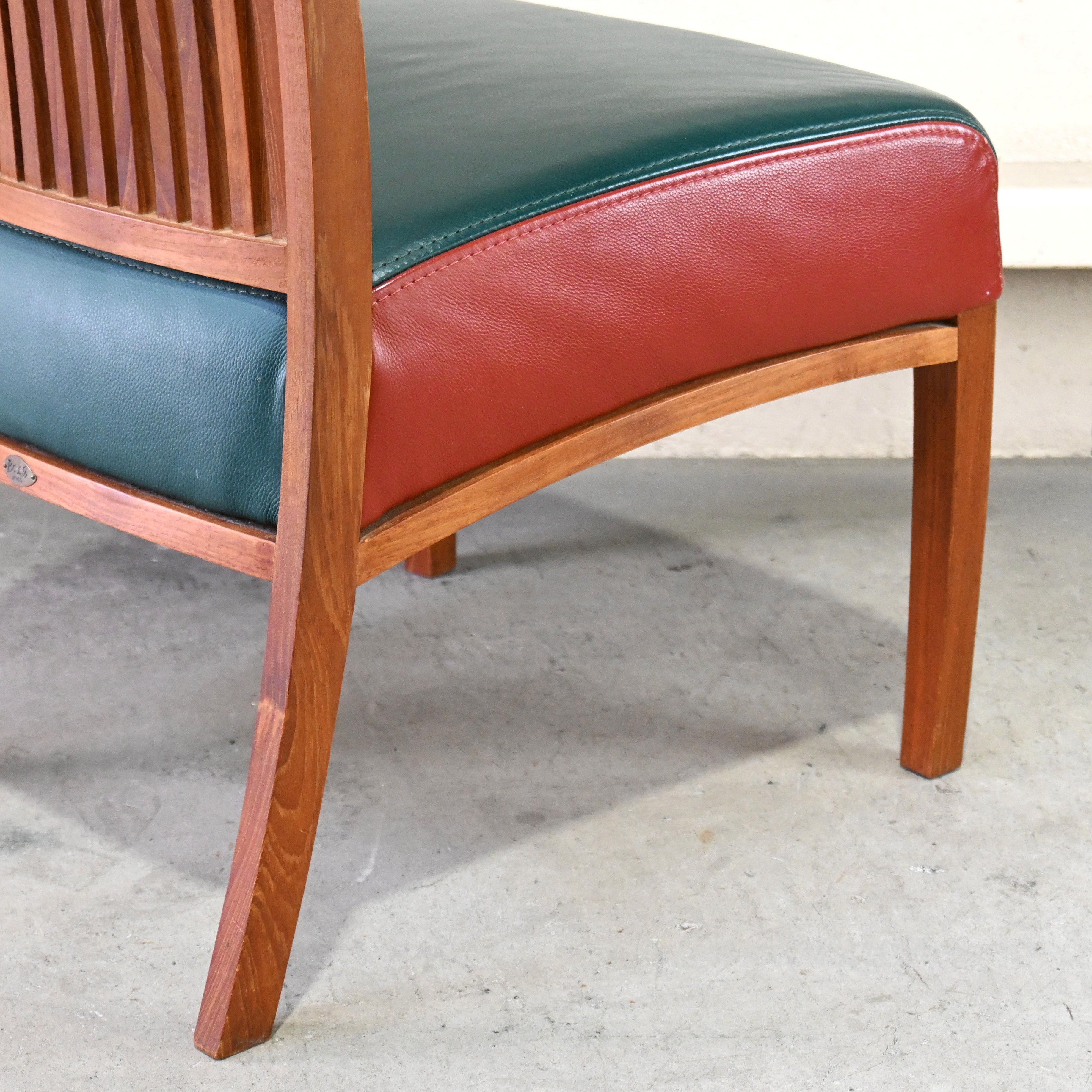 BC Kobo Teakwood × Leather Lounge chair Japanese modern Scandinavian design [A] Brick red [B] Green / BC工房 チーク材 × リアルレザー ラウンジチェア ジャパニーズモダン 北欧デザイン [A] ブリックレッド [B] グリーン