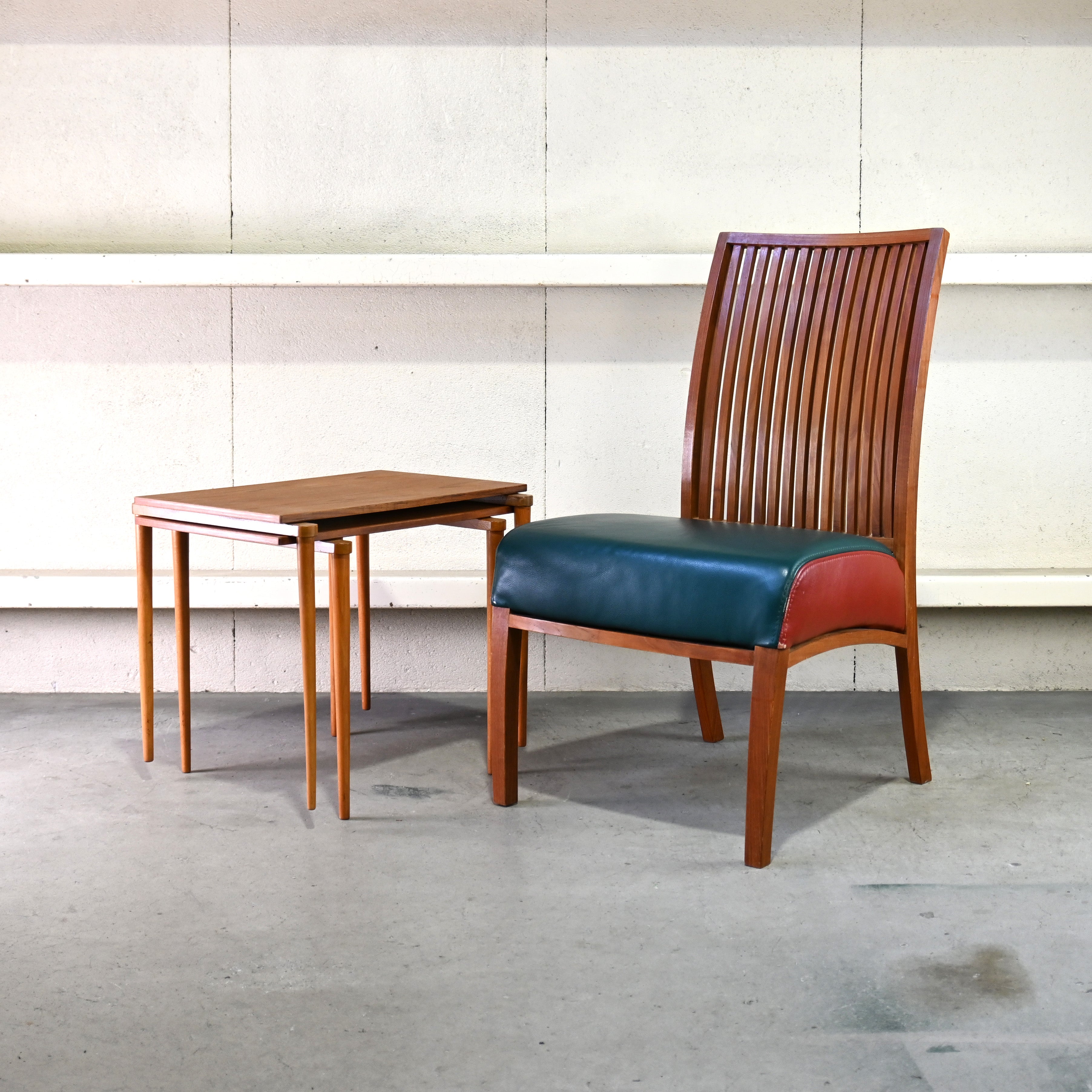 BC Kobo Teakwood × Leather Lounge chair Japanese modern Scandinavian design [A] Brick red [B] Green / BC工房 チーク材 × リアルレザー ラウンジチェア ジャパニーズモダン 北欧デザイン [A] ブリックレッド [B] グリーン