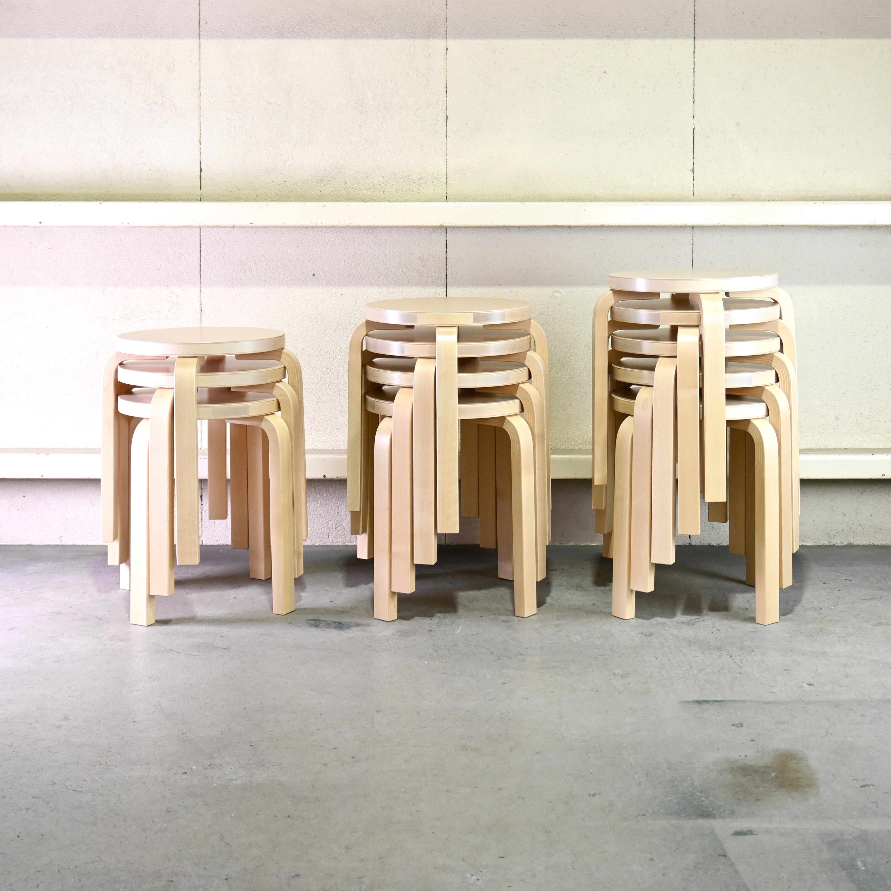 Artek Alvar Aalto Stool E60 Birch wood Natural lacquer