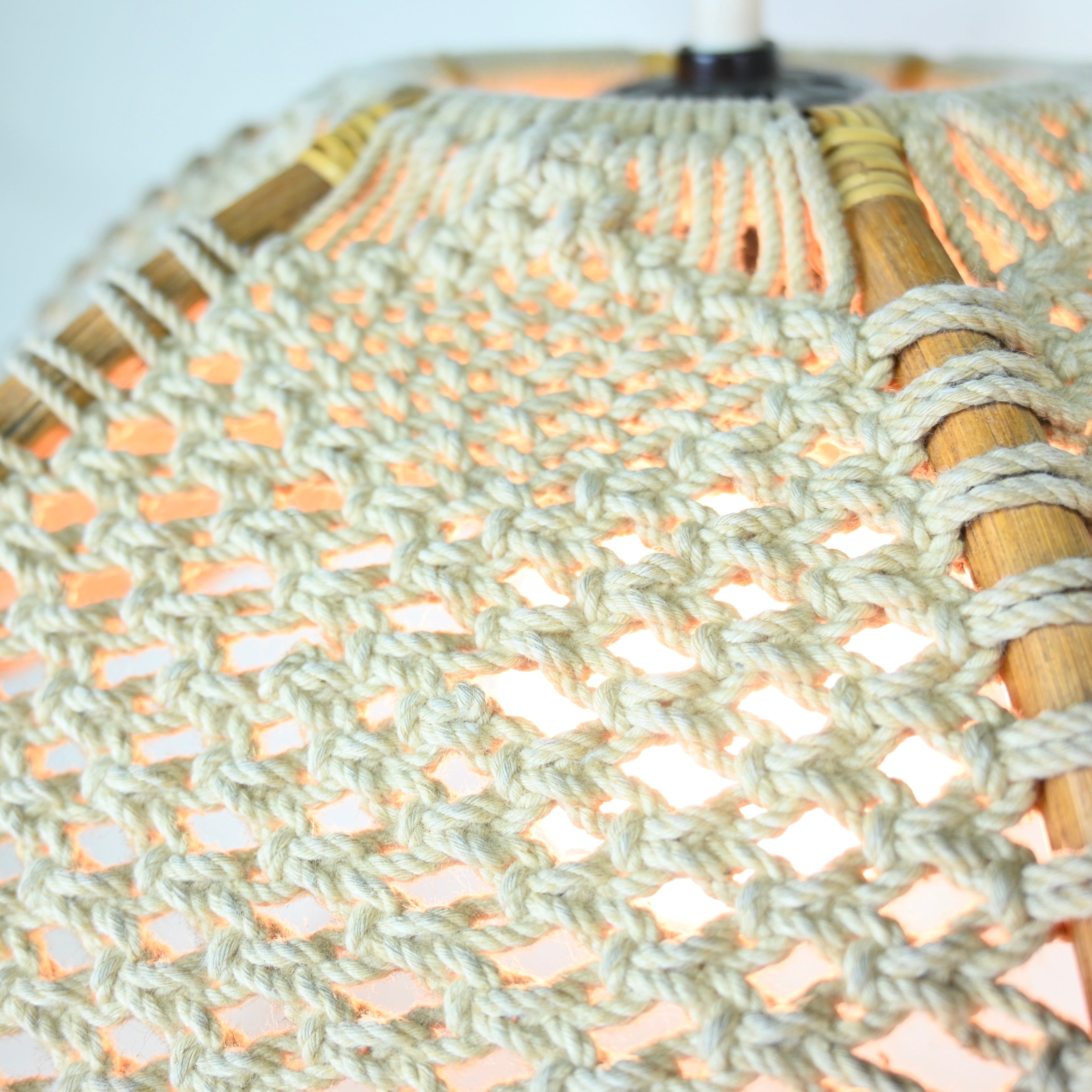 YAMAGIWA Pendant light Bamboo × String Japan vintage Fork art / ヤマギワ ペンダントライト 竹 × ロープ編み ジャパンヴィンテージ フォークアート