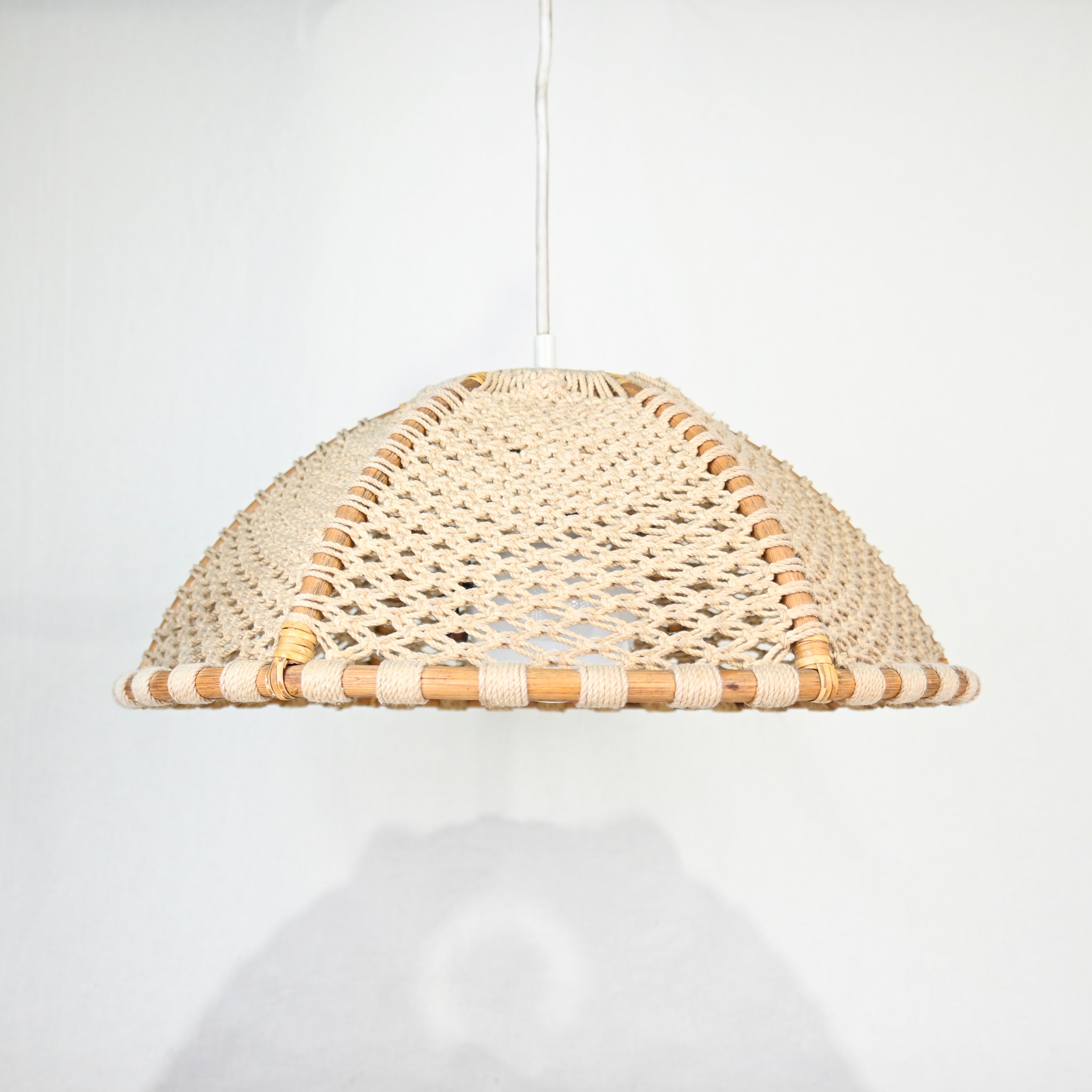 YAMAGIWA Pendant light Bamboo × String Japan vintage Fork art / ヤマギワ ペンダントライト 竹 × ロープ編み ジャパンヴィンテージ フォークアート