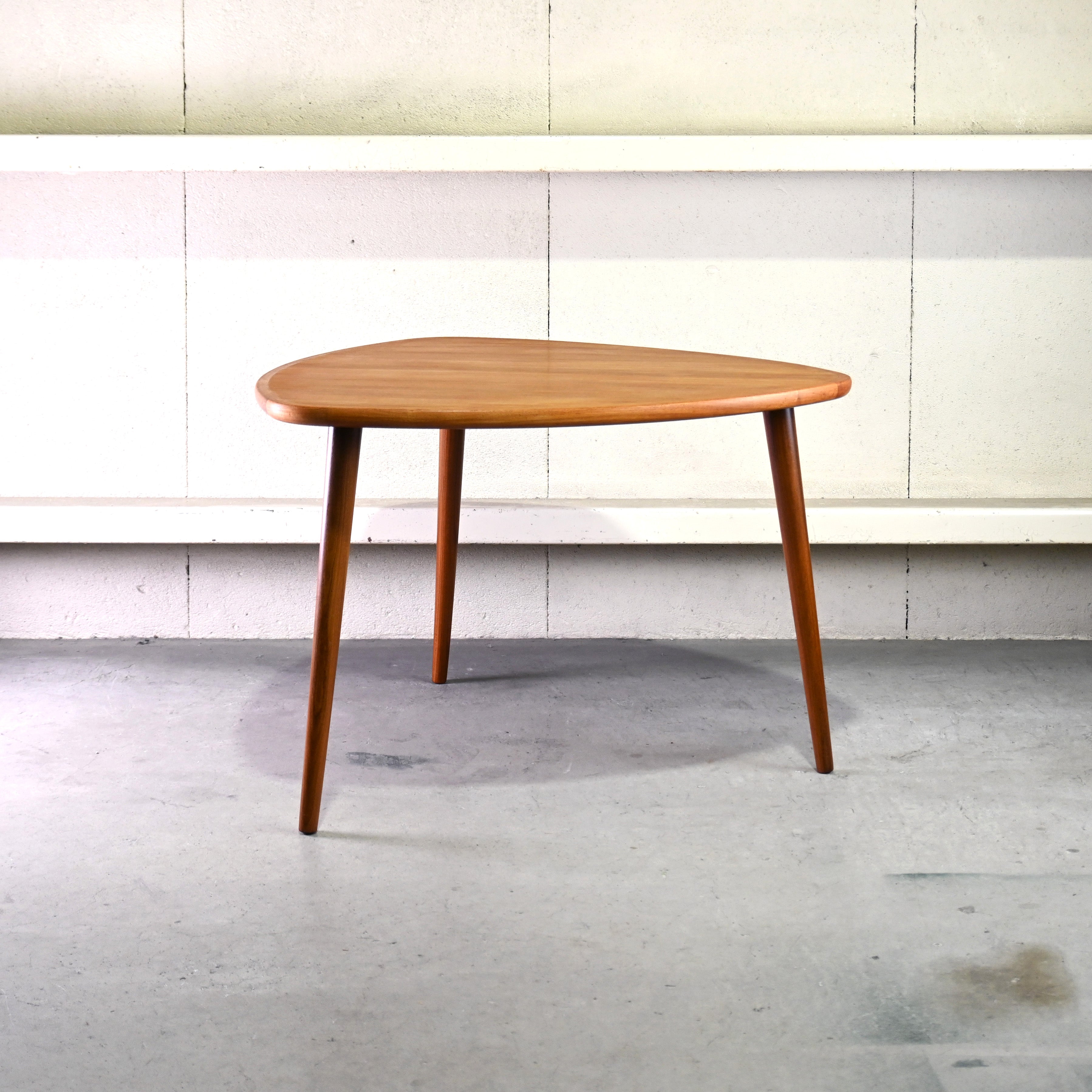 Teakwood Triangle top 3 Legs Coffee table Scandinavian vintage 