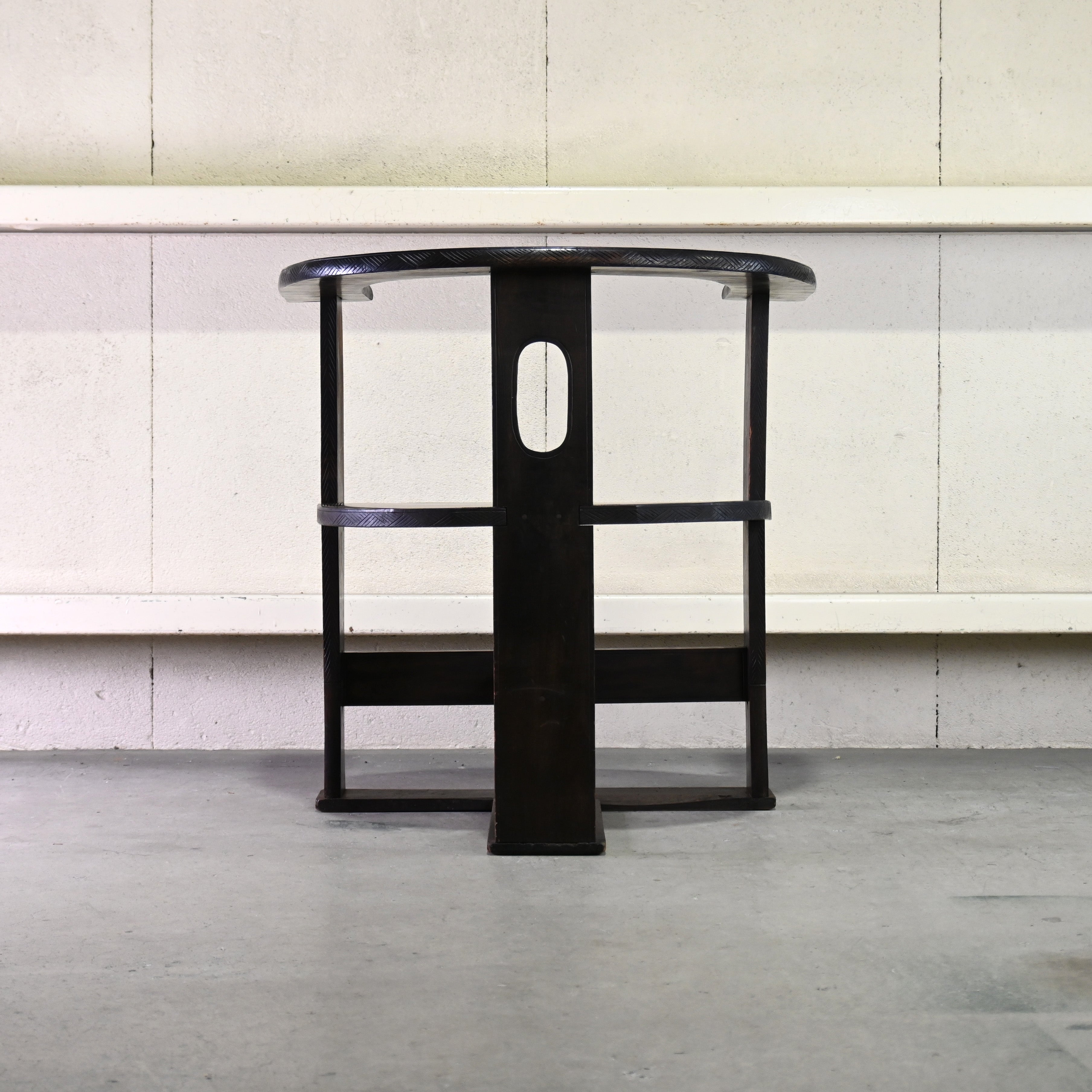 Japanese antique Karuizawa Carving Horseshoe Arm chair chinoiserie / 和製アンティーク 軽井沢彫 馬蹄型 アームチェア 大正浪漫 シノワズリ