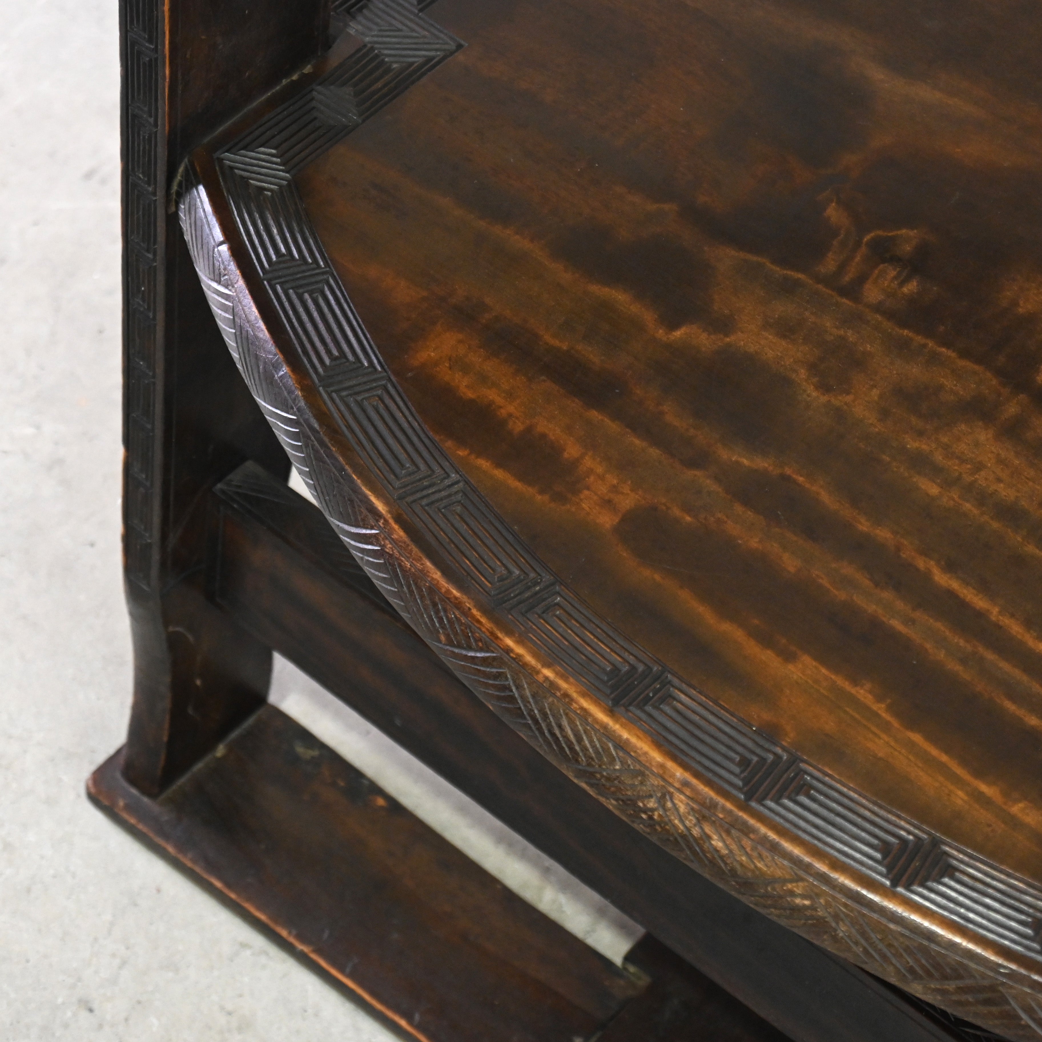 Japanese antique Karuizawa Carving Horseshoe Arm chair chinoiserie / 和製アンティーク 軽井沢彫 馬蹄型 アームチェア 大正浪漫 シノワズリ