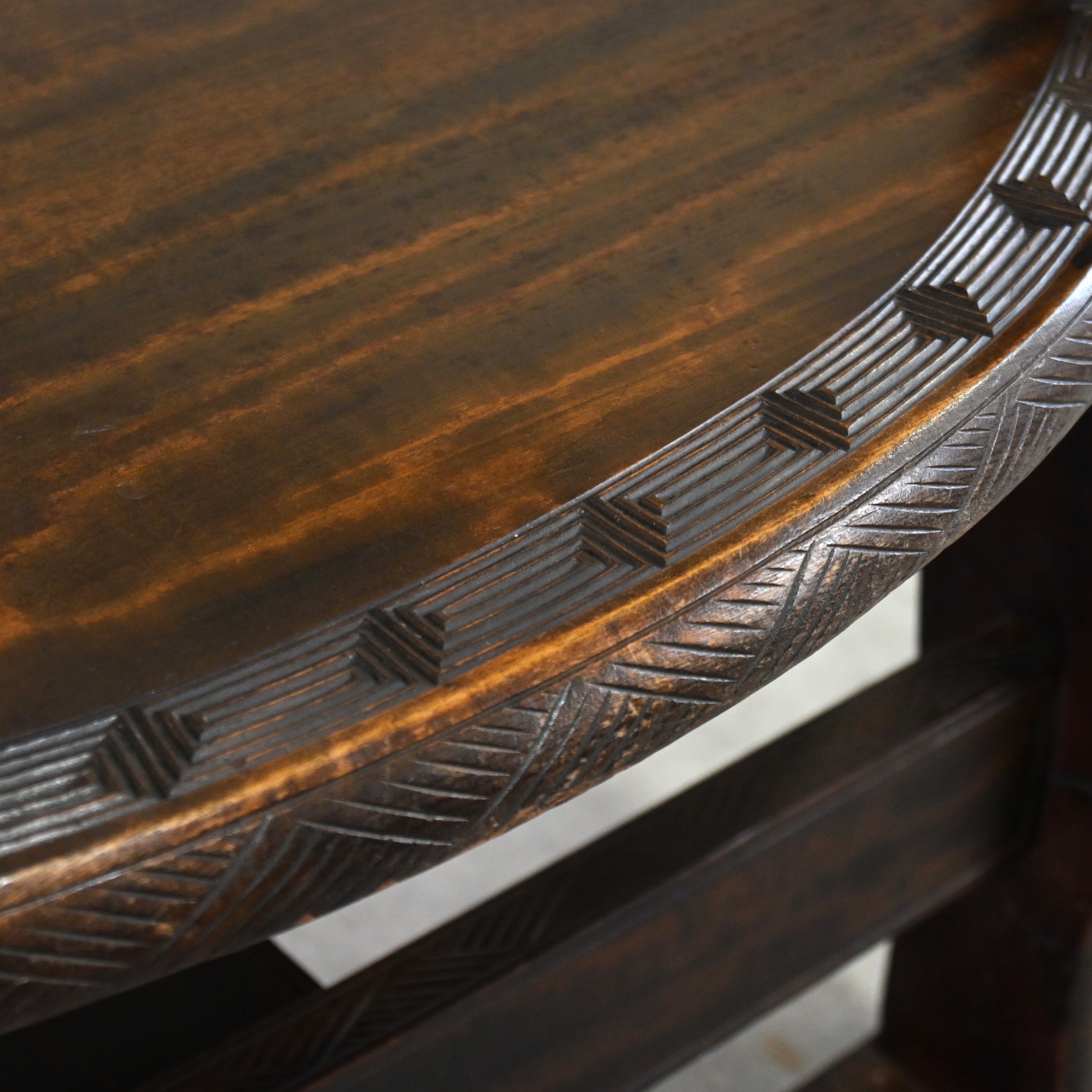 Japanese antique Karuizawa Carving Horseshoe Arm chair chinoiserie / 和製アンティーク 軽井沢彫 馬蹄型 アームチェア 大正浪漫 シノワズリ