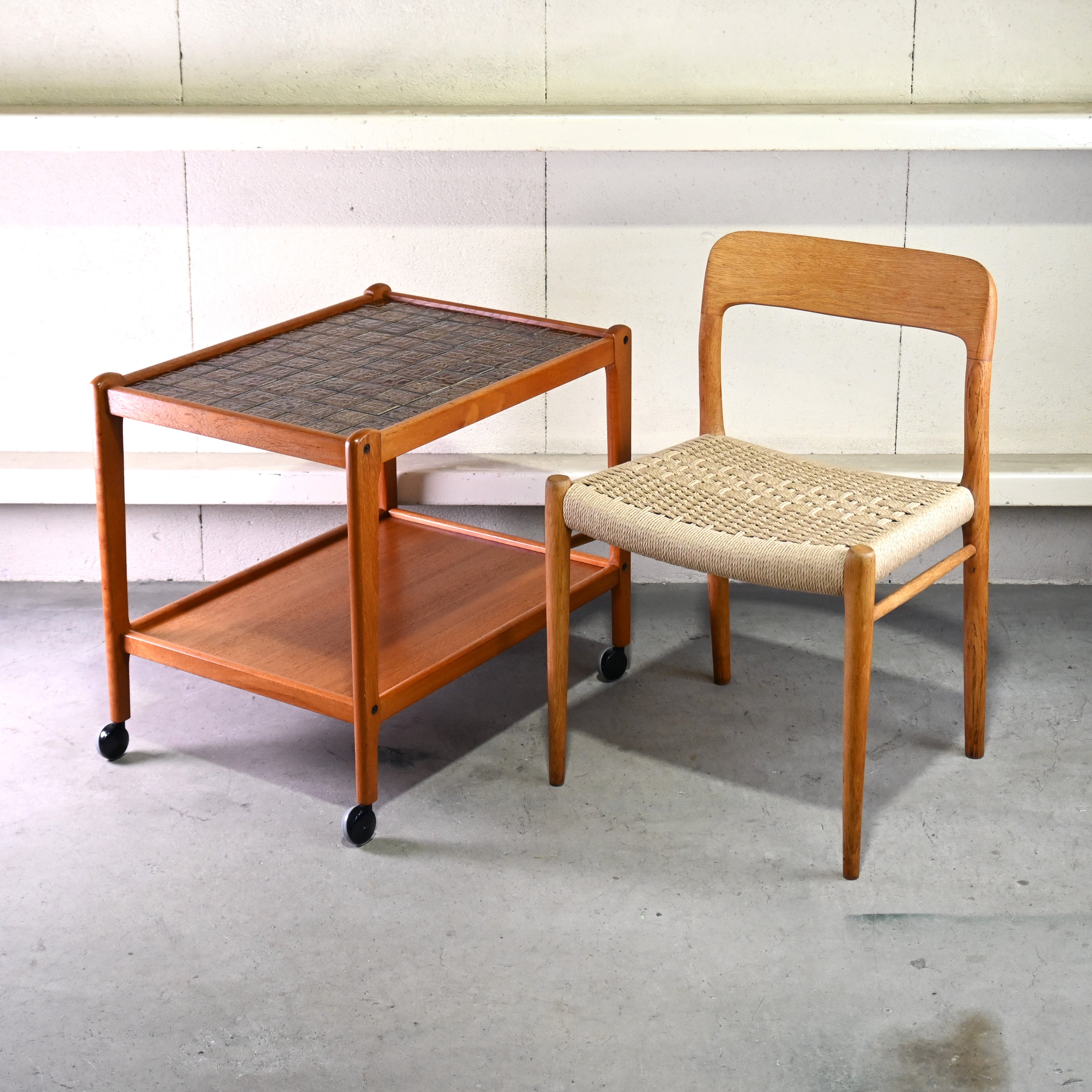 BRDR. FURBO Teakwood × Tiletop Tea trolley Service wagon 1960~1970's Danish vintage Scandinavian design / ブルダー・フュルボ チーク材 × タイルトップ ティートロリー サービスワゴン 1960~1970年代 デンマークヴィンテージ 北欧デザイン