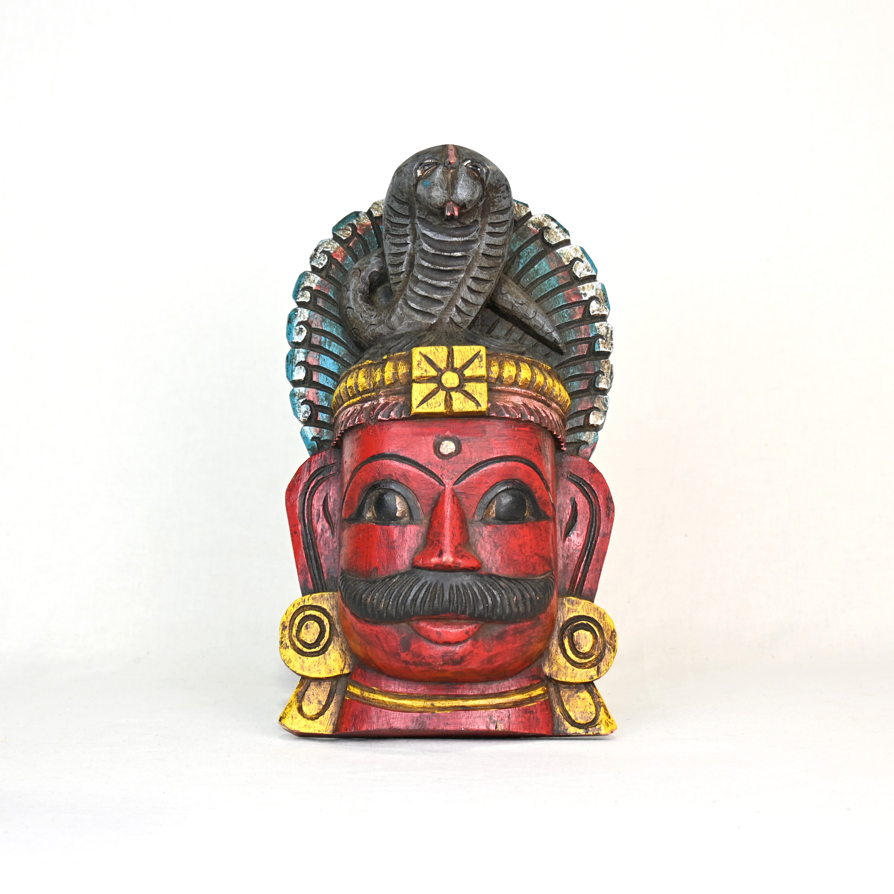 Shiva india Wood carving mask Ornament Handmade Asian style / シヴァ神 インド 木彫 マスク オーナメント ハンドメイド アジアンスタイル