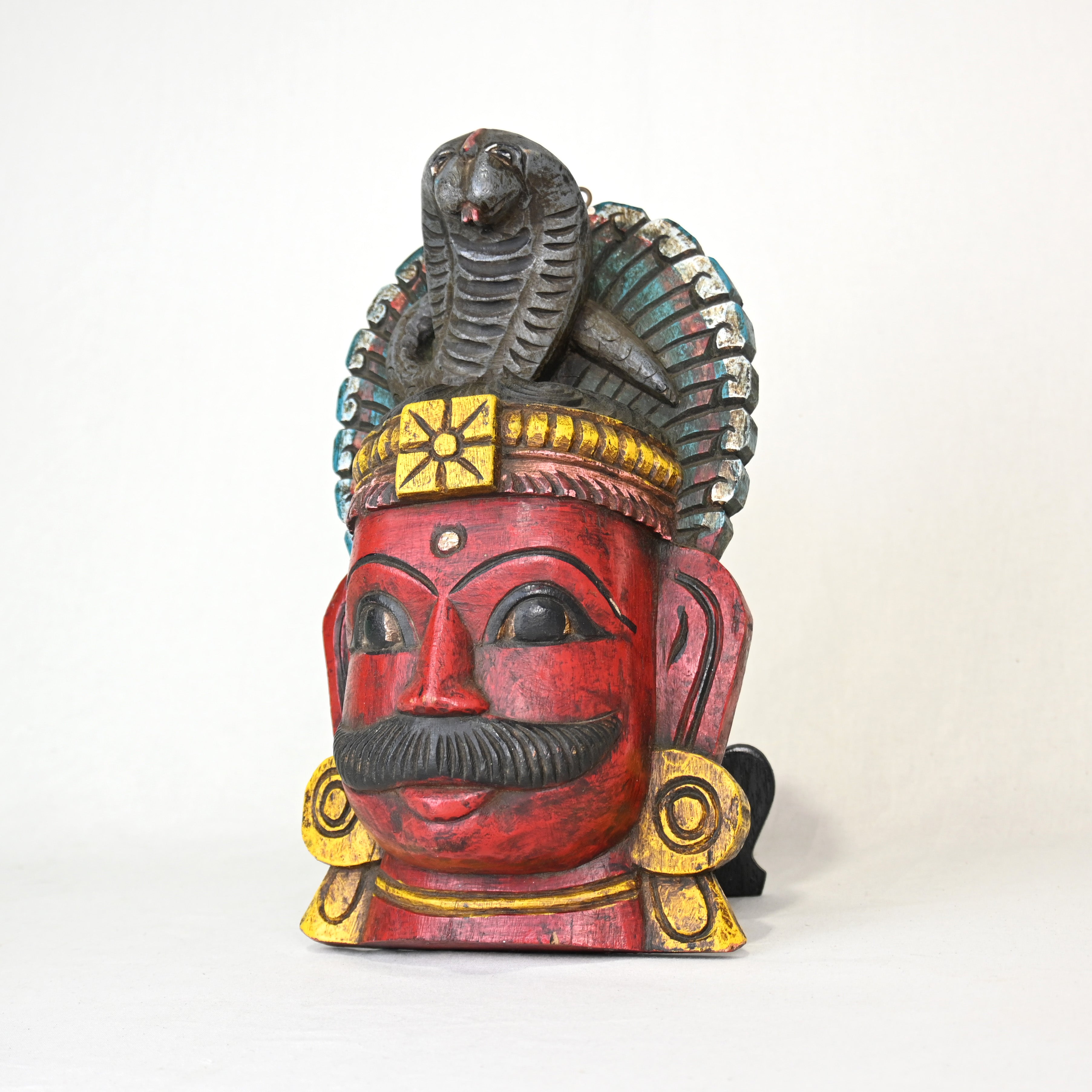 Shiva india Wood carving mask Ornament Handmade Asian style / シヴァ神 インド 木彫 マスク オーナメント ハンドメイド アジアンスタイル