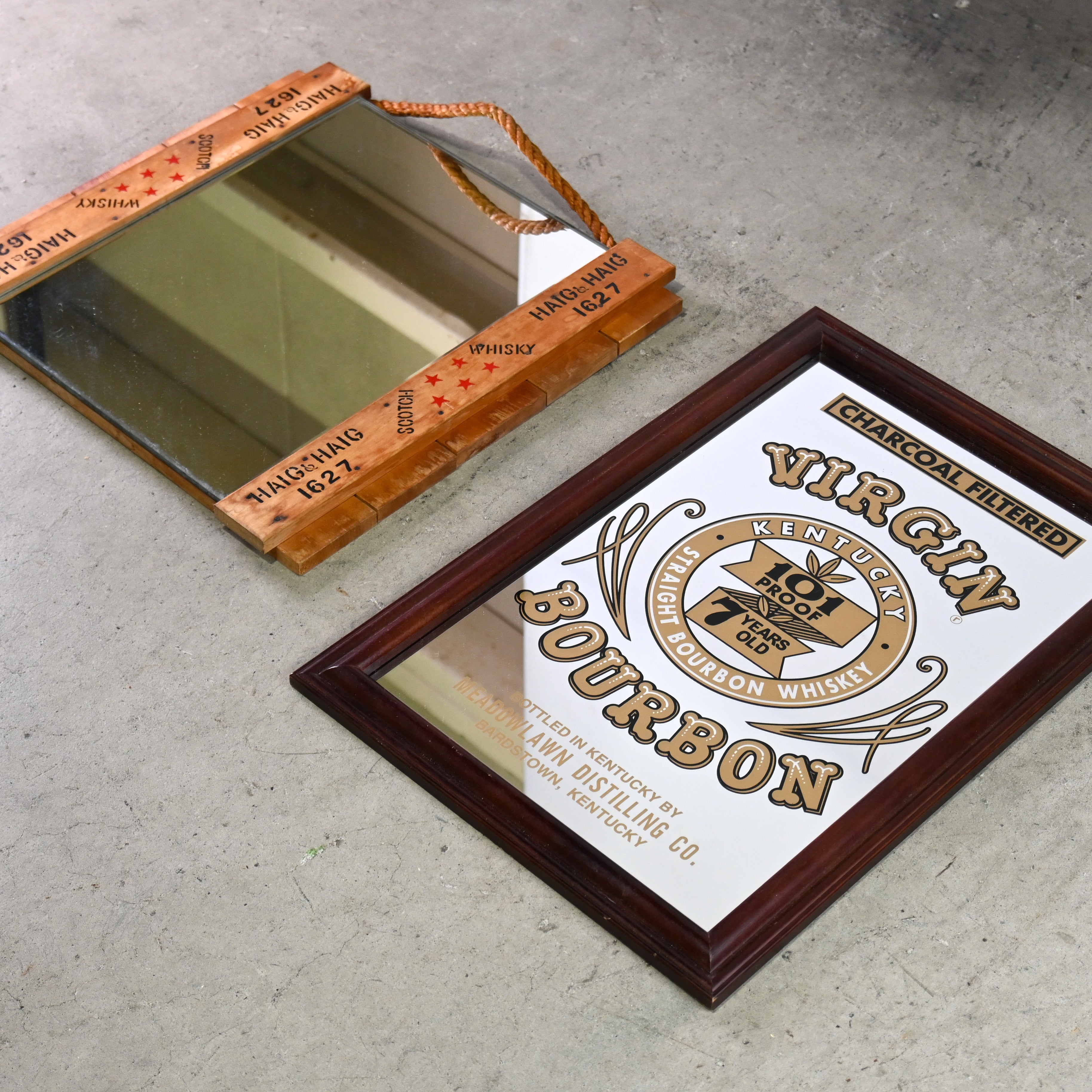 Virgin bourbon 7 years old Pub mirror Wall mirror American vintage / ヴァージン バーボン 7年 パブミラー ウォールミラー アメリカンヴィンテージ