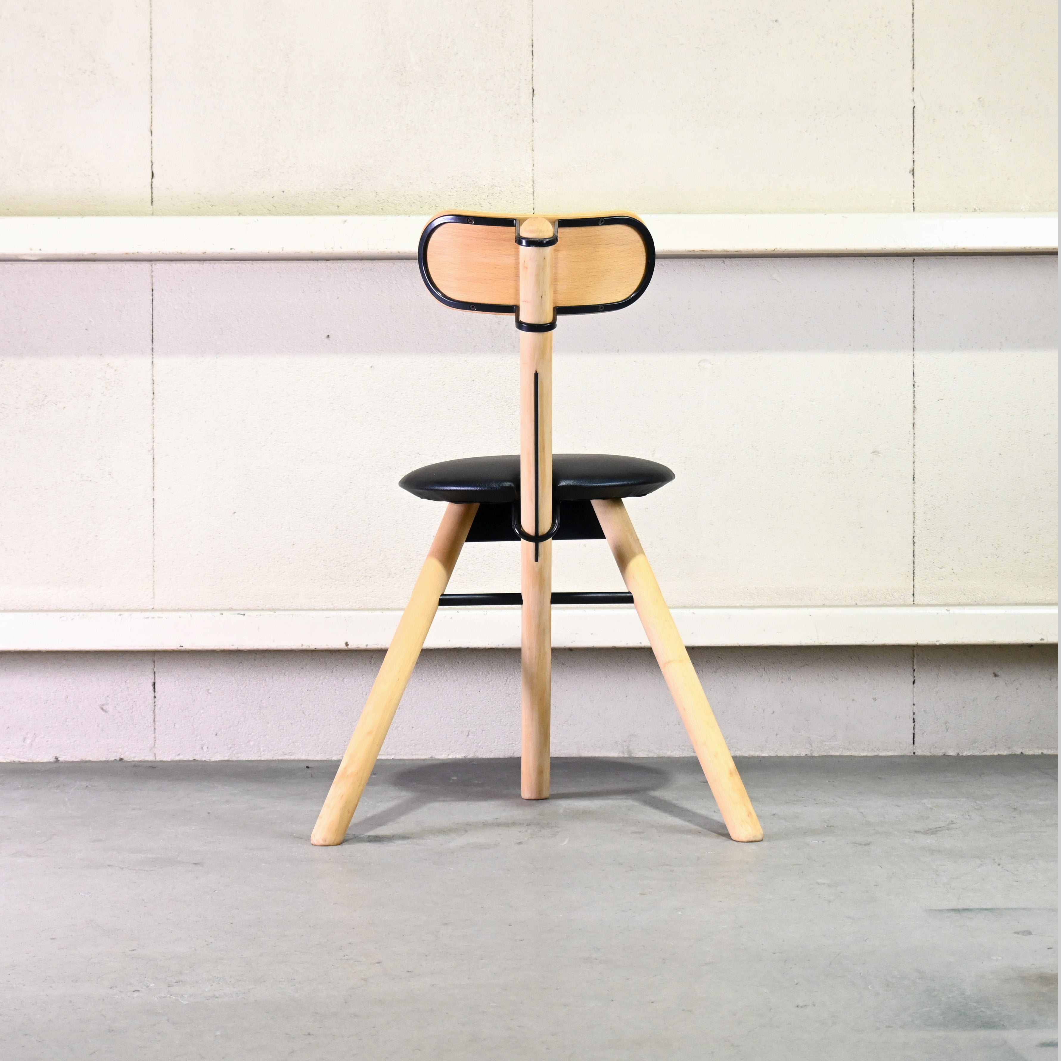 Calligaris Folding stool Remake PVC Leather Beech wood 1990's Italian modern design / カリガリス フォールディングスツール リメイク PVCレザー ビーチ材 1990年代 イタリアンモダンデザイン