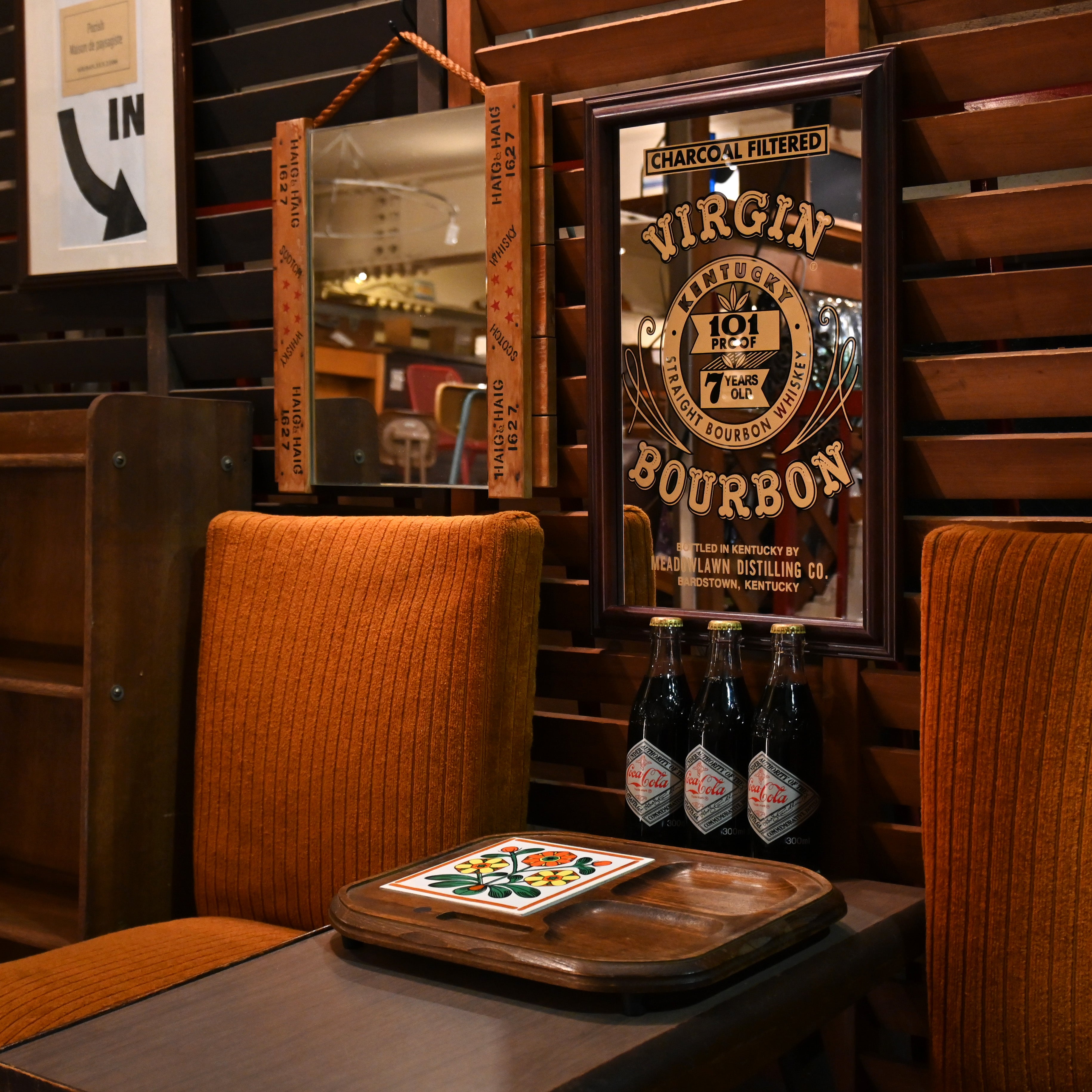 Virgin bourbon 7 years old Pub mirror Wall mirror American vintage / ヴァージン バーボン 7年 パブミラー ウォールミラー アメリカンヴィンテージ