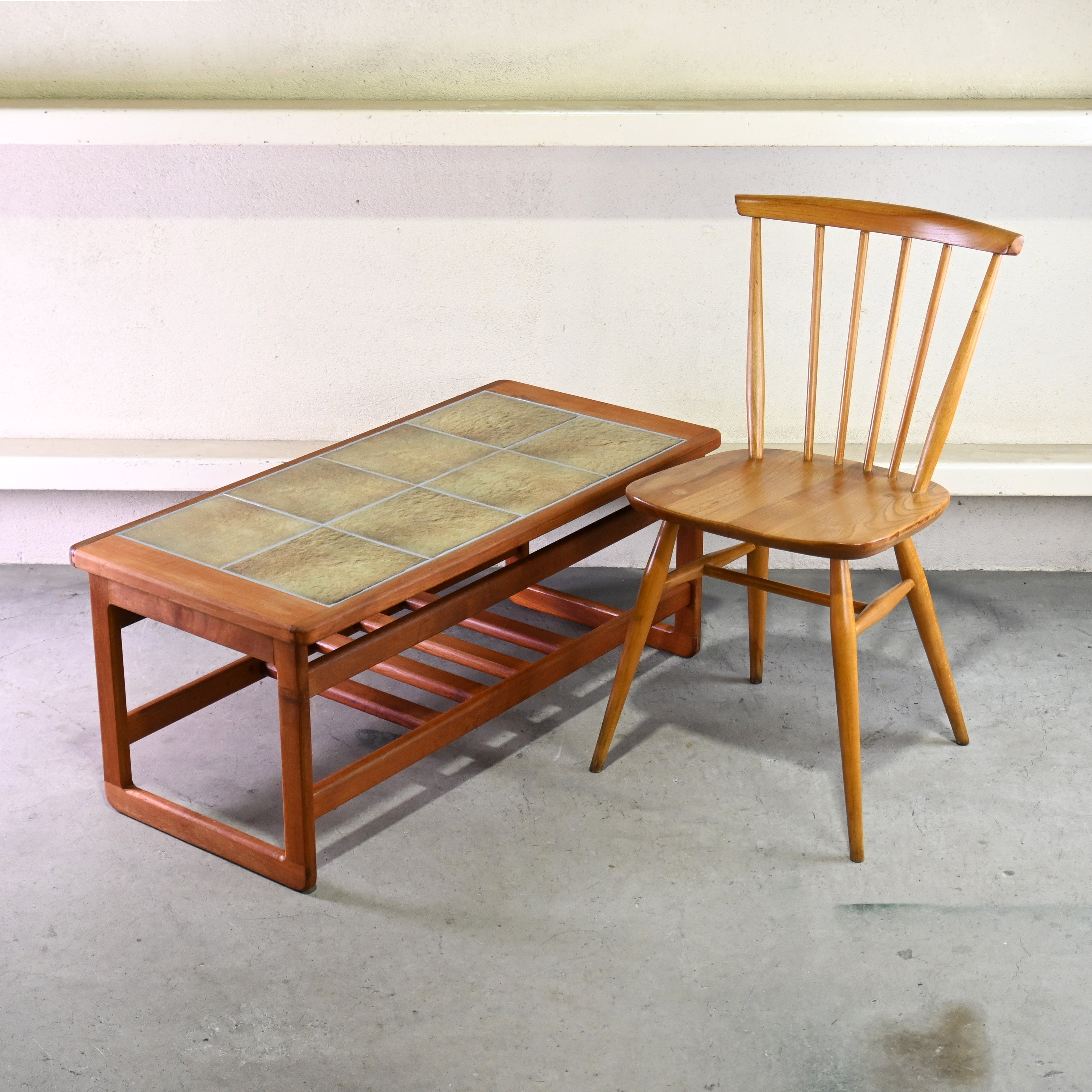 AnBerCraft Teak wood × Ceramic tile Coffee table Remake British vintage Scandinavian design / アンバークラフト チーク材 × セラミックタイル コーヒーテーブル リメイク イギリスヴィンテージ 北欧デザイン