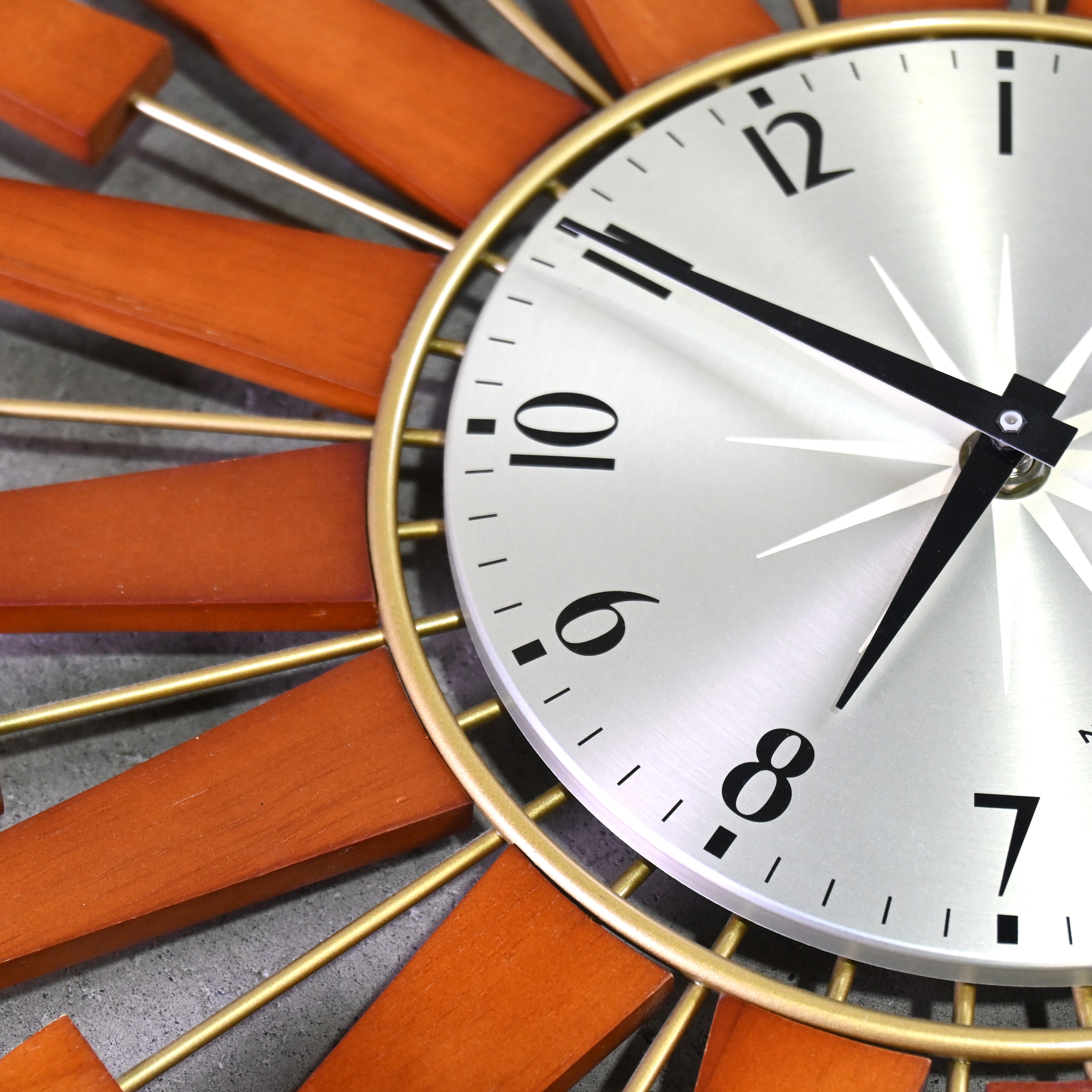 NEWGATE The pluto Sunburst Wall Clock Pine wood Blass Midcentury
