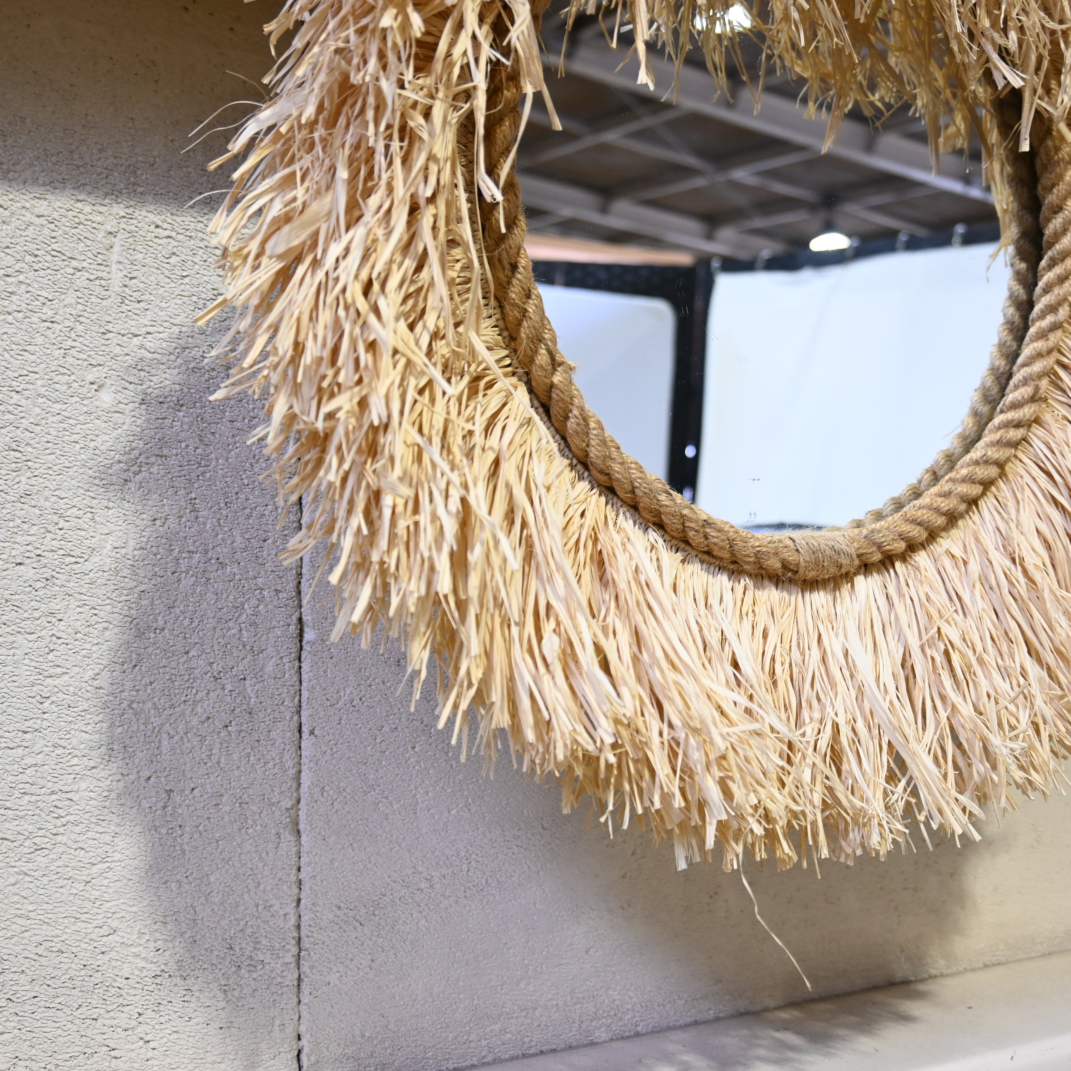 Wall mirror Raffia Sunflower / 壁掛けミラー ラフィア 太陽鏡