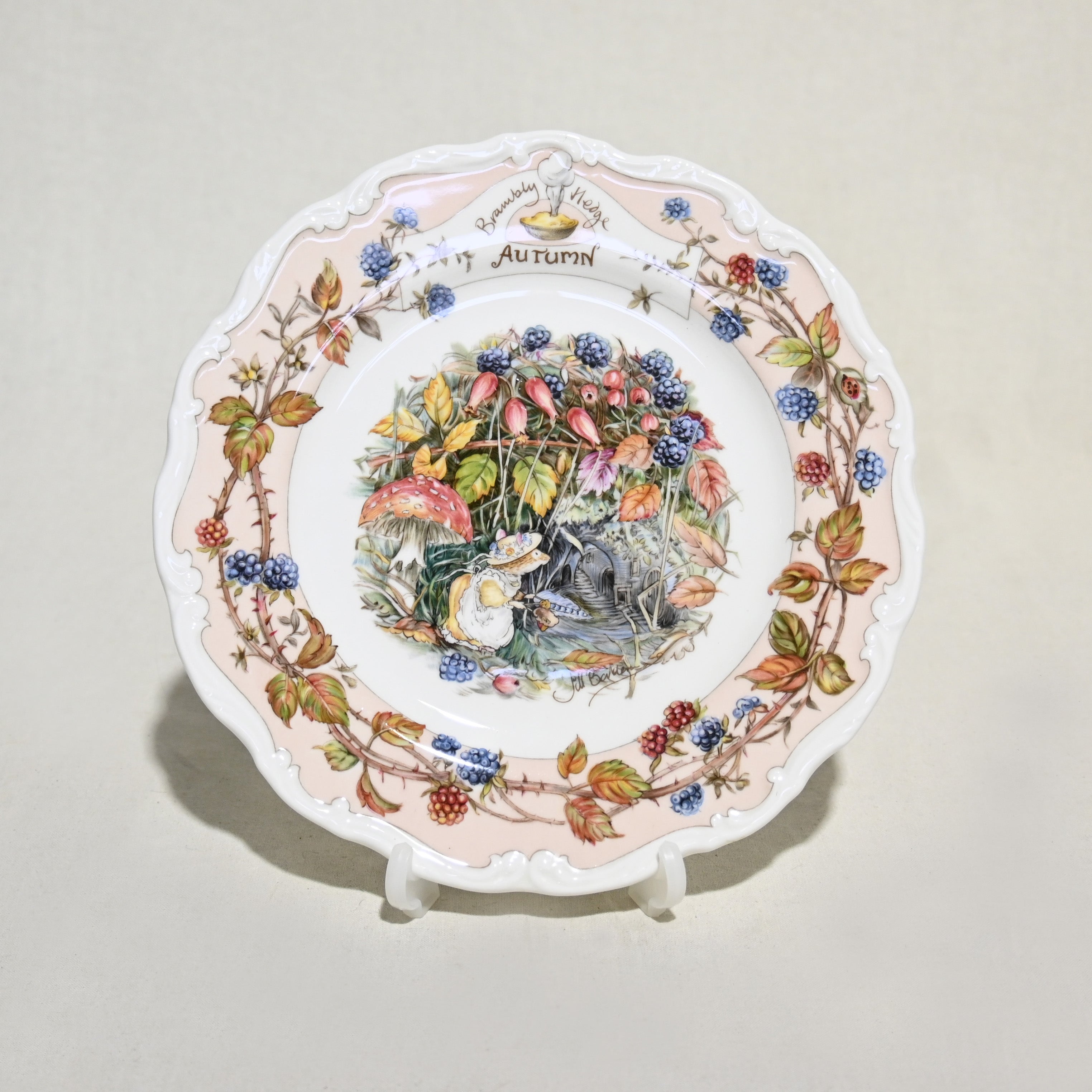 Royal Doulton THE BRAMBLY HEDGE Autumn 3-piece set UK Vintage / ロイヤルドルトン ブランブリーヘッジ オータム カップ＆ソーサー クッキープレート ケーキプレートセット イギリスヴィンテージ