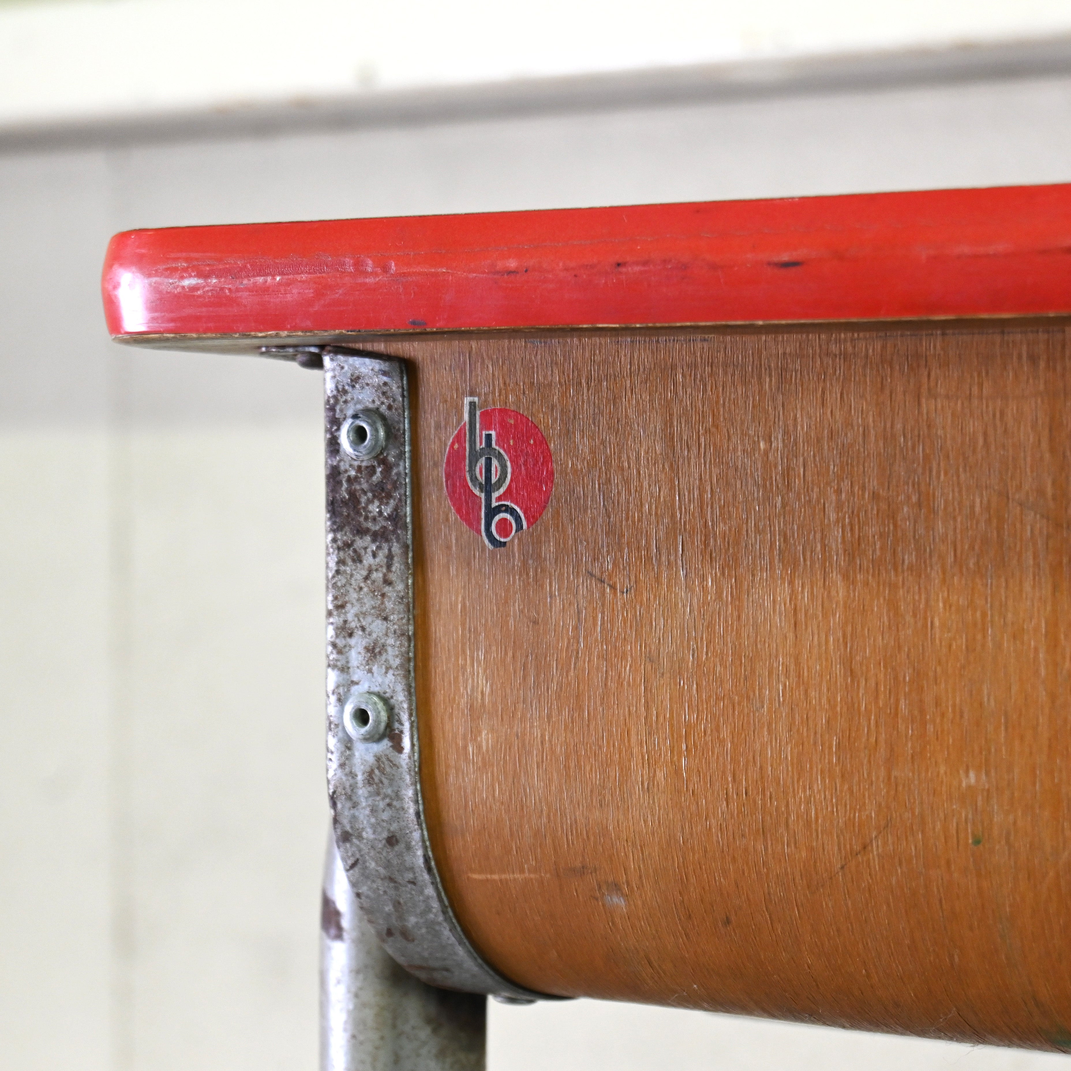Dutch vintage Luctor N.V. Baarn School desk and chairs 2 seater / オランダ ヴィンテージ スクールデスク チェア一体型 2シーター