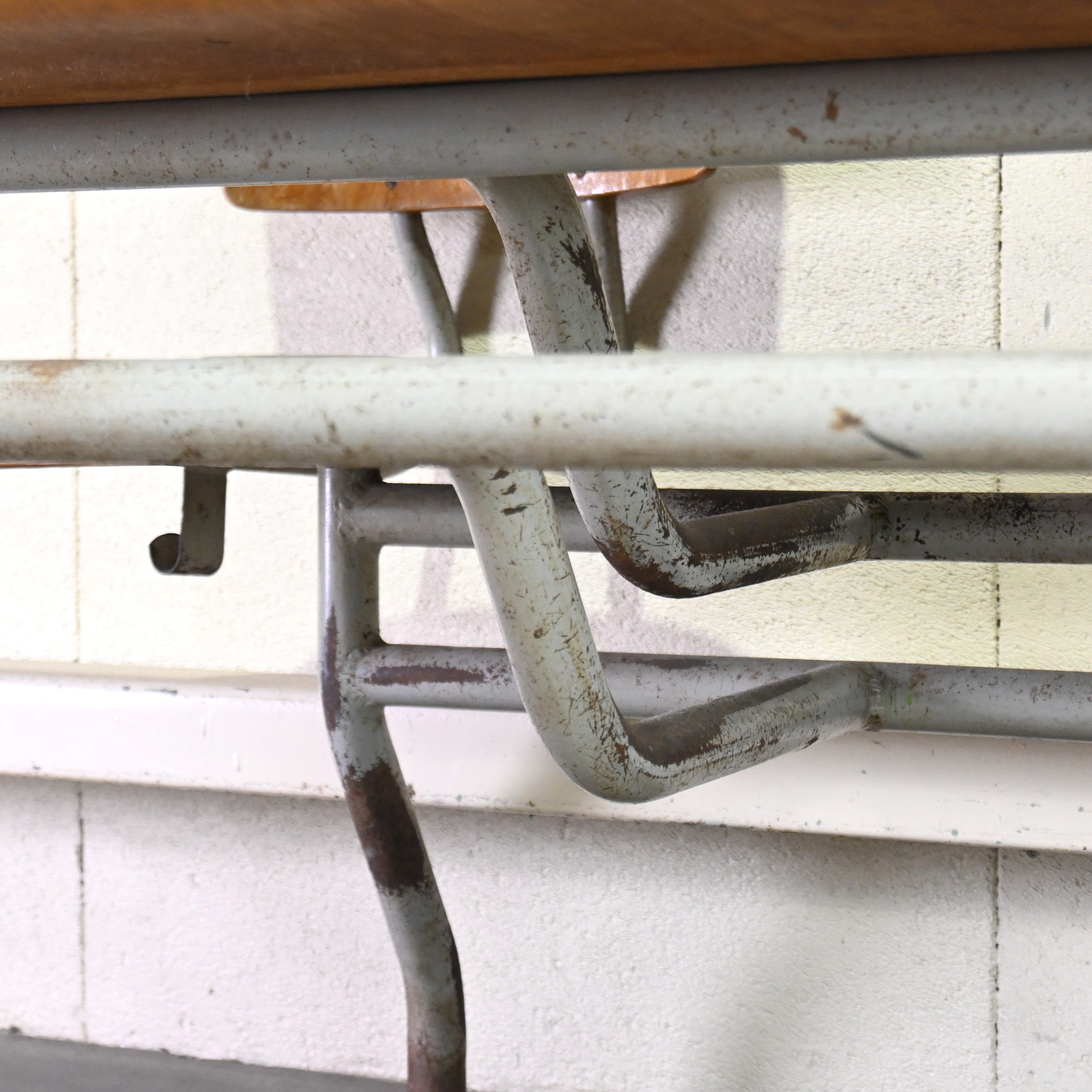 Dutch vintage Luctor N.V. Baarn School desk and chairs 2 seater / オランダ ヴィンテージ スクールデスク チェア一体型 2シーター
